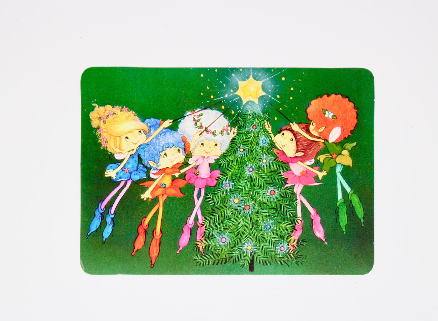 Herself the Elf Christmas Postcard, Vintage 80s Winter Holiday Greeting Card, Green Fairy Yule Card, 80s Kids Toy Paper Ephemera