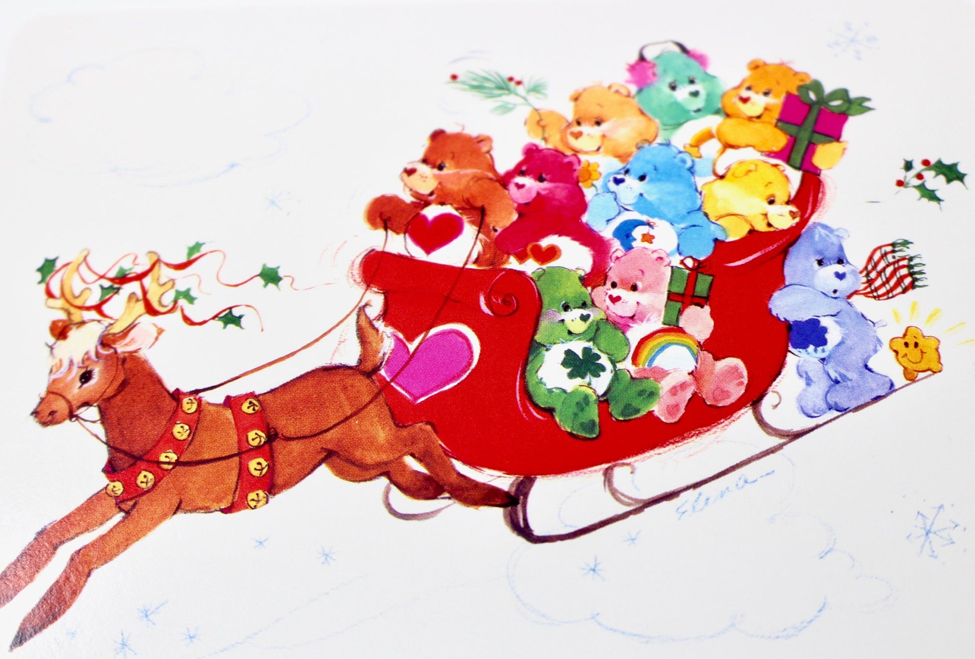 Care Bears Christmas Happy Holidays Rainbow Greeting Postcard