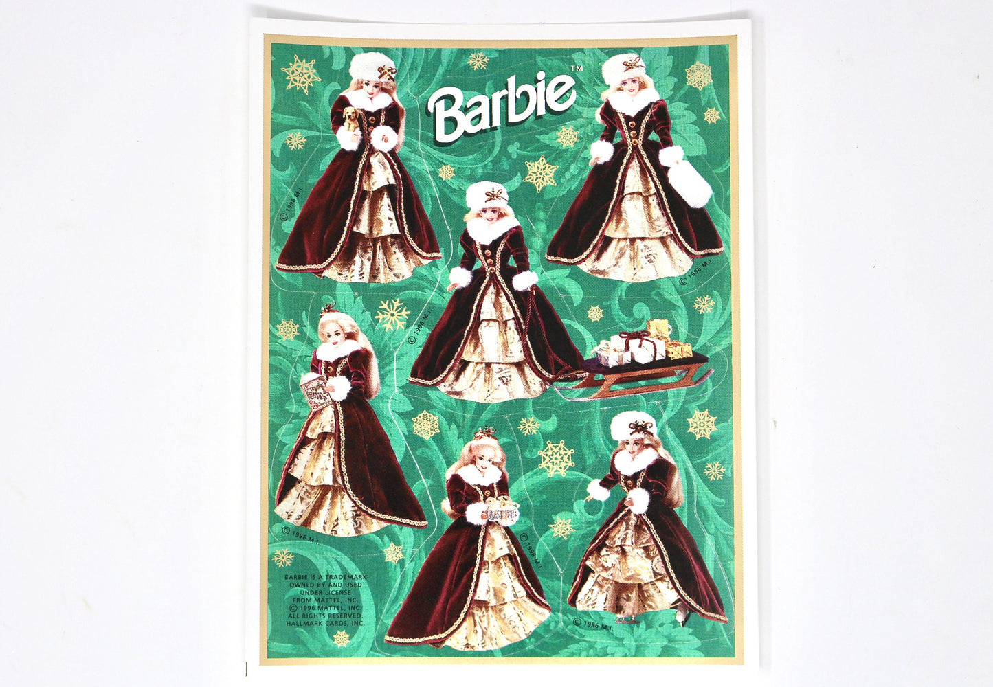 90s Holiday Barbie Stickers, Vintage Barbie Stationary, Scrapbook Craft Junk Journal Supplies