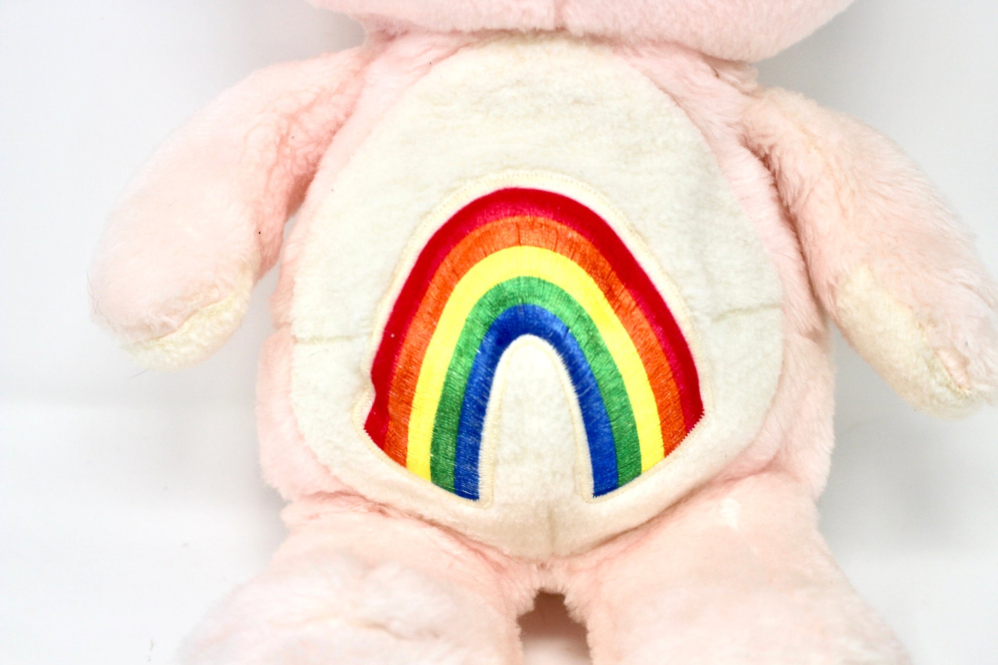 Cheer Care Bear Soft Pink Plush Stuffed Animal with Rainbow Belly Patch Size XL, Pink Girls Unisex Baby Shower Gift, Care Bear Gift Plush