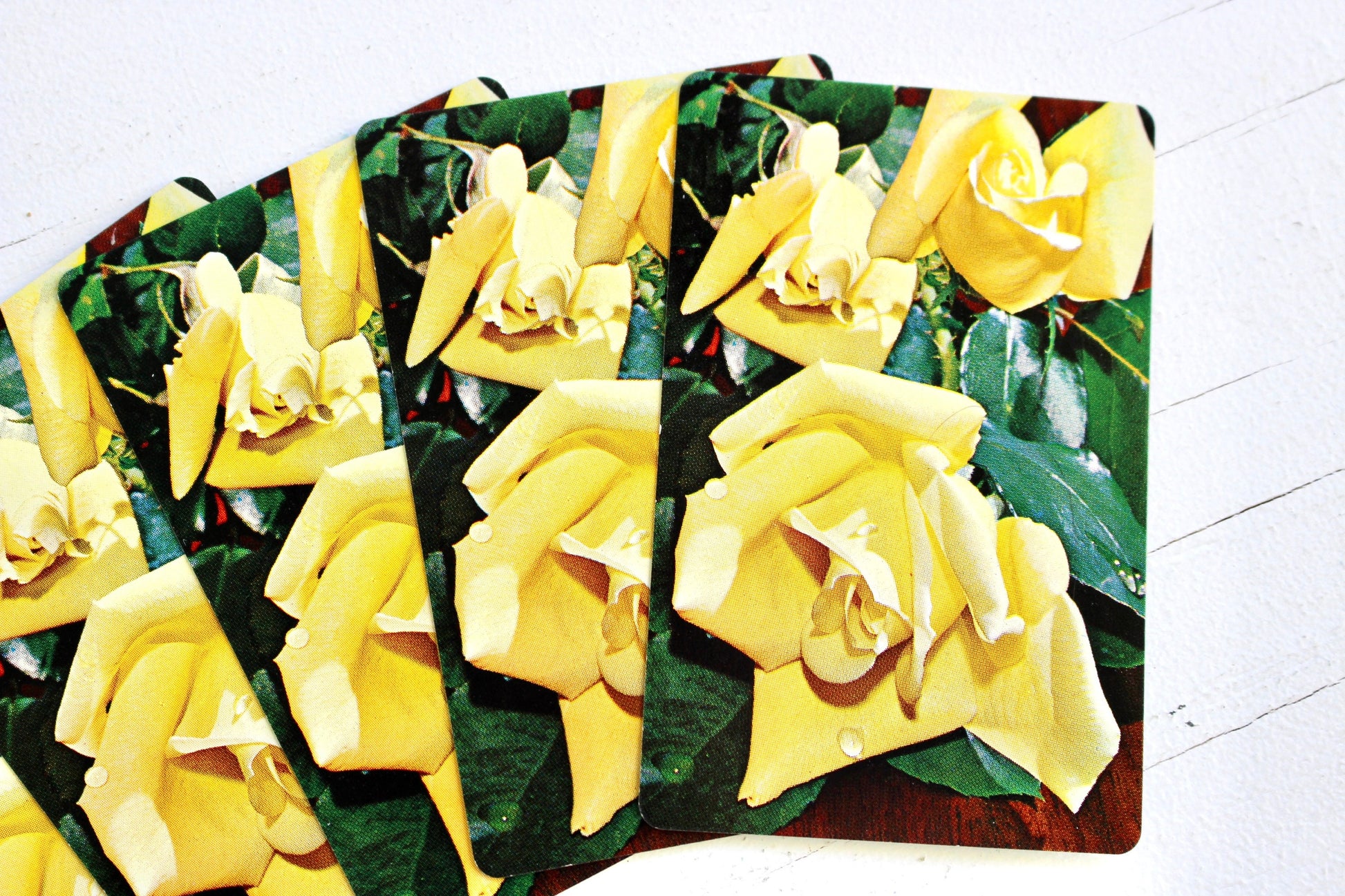 Yellow Rose Floral Playing Card, Set of 5, Vintage Rose Game Card, Rose Junk Journal Ephemera, Flower Card Set, Retro Craft Supplies