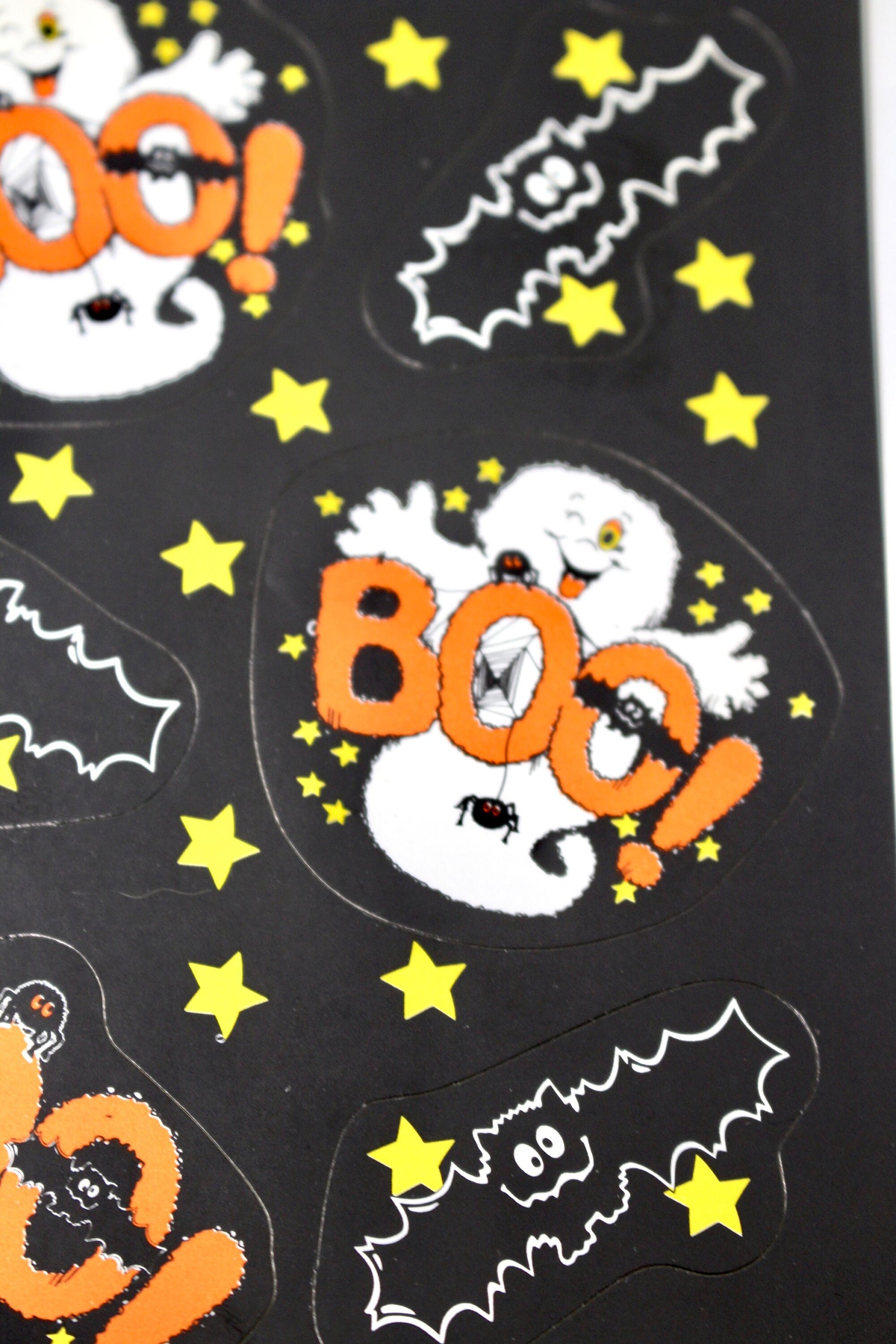 Boo Ghost Halloween Stickers, Vintage Spooky Halloween Scrapbooking Supplies