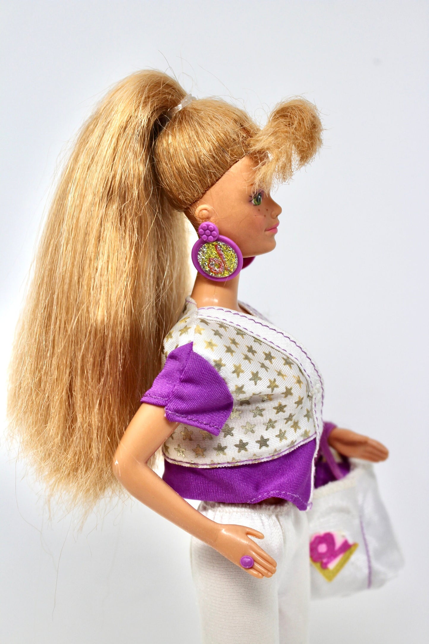 All Stars Midge Doll in Original Outfit with Accessories, Vintage 80s Redhead Softball Sports Purple Midge Barbie Doll