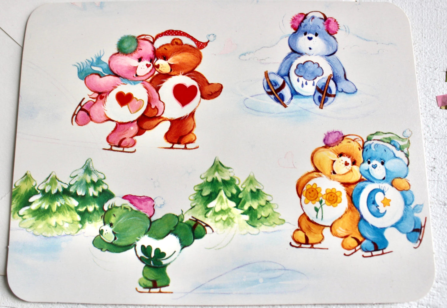 Vintage Care Bear Christmas Rainbow Greeting Card with Envelope