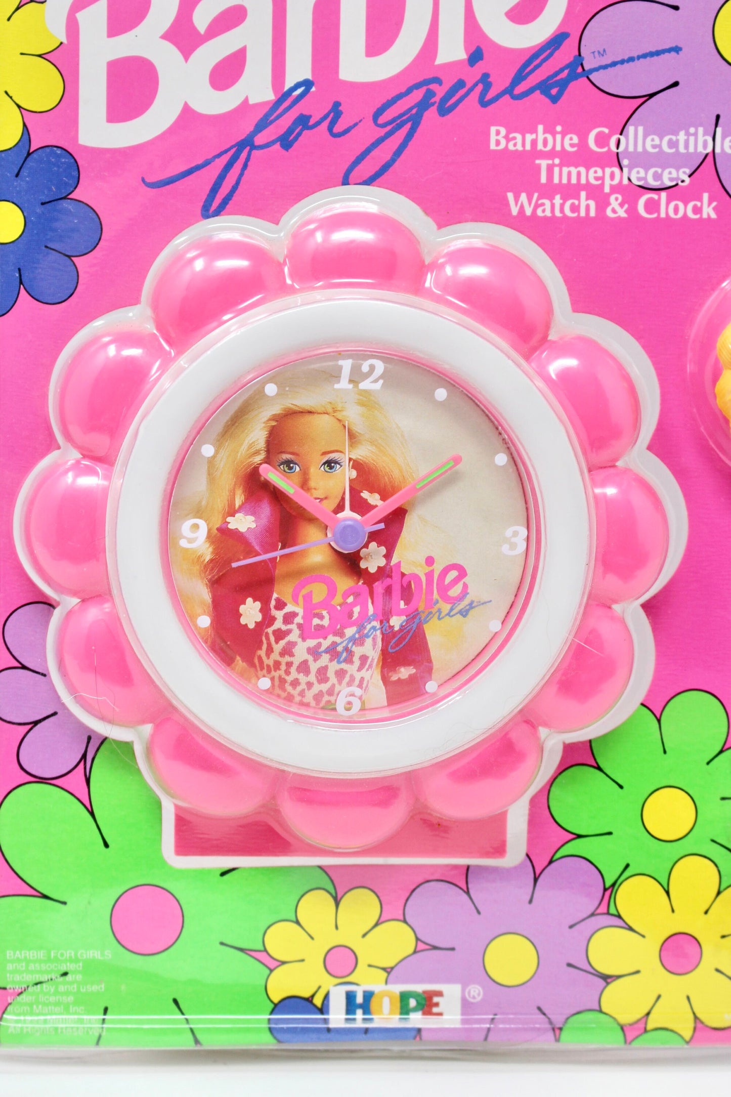 Barbie Flower Clock and Wrist Watch New in Package, Vintage 90s Barbie for Girls Merchandise