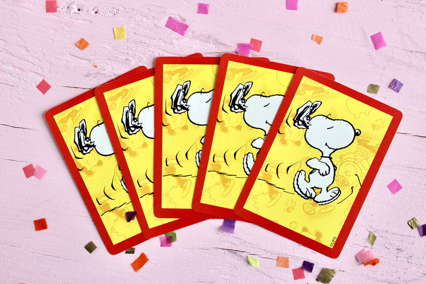 Snoopy Peanuts Playing Cards, Set of 5, Vintage Charlie Brown Card, 80s Cartoon Trading Cards, Junk Journal Ephemera, Craft Supplies