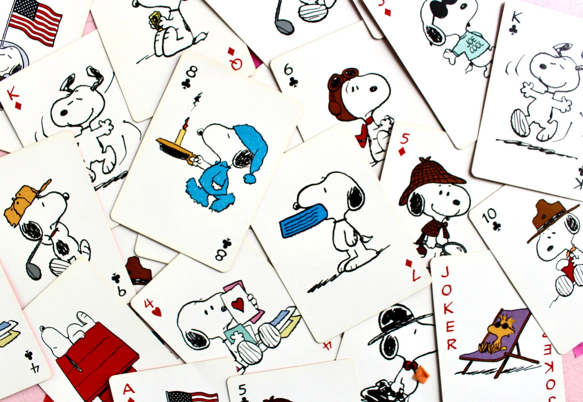 Snoopy Peanuts Playing Cards, Set of 5, Vintage Charlie Brown Card, 80s Cartoon Trading Cards, Junk Journal Ephemera, Craft Supplies