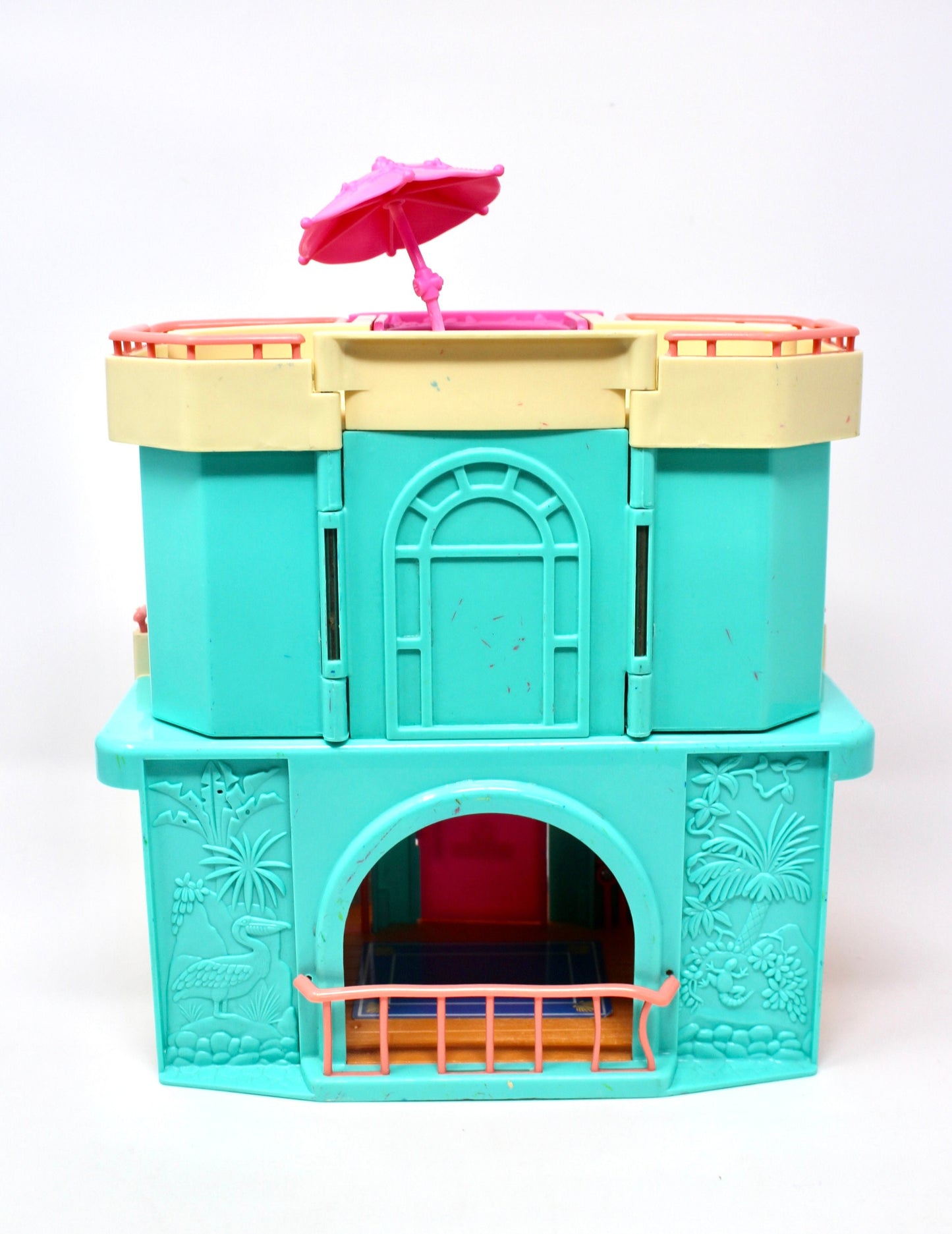 Sweet Streets Beach House, Vintage Fisher Price Loving Family Tropical Vacation Doll House with Accessories, Kids Vacation Beach Toy