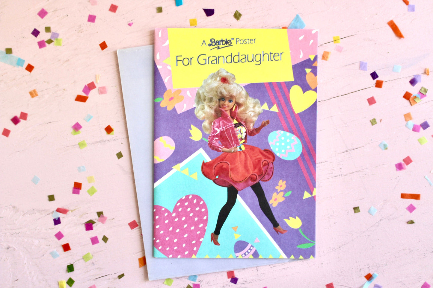 Barbie Girls Easter Greeting Card, Granddaughter Barbie Doll Easter Card wih Envelope, Retro Barbie Poster, Barbie Stationery Ephemera Card