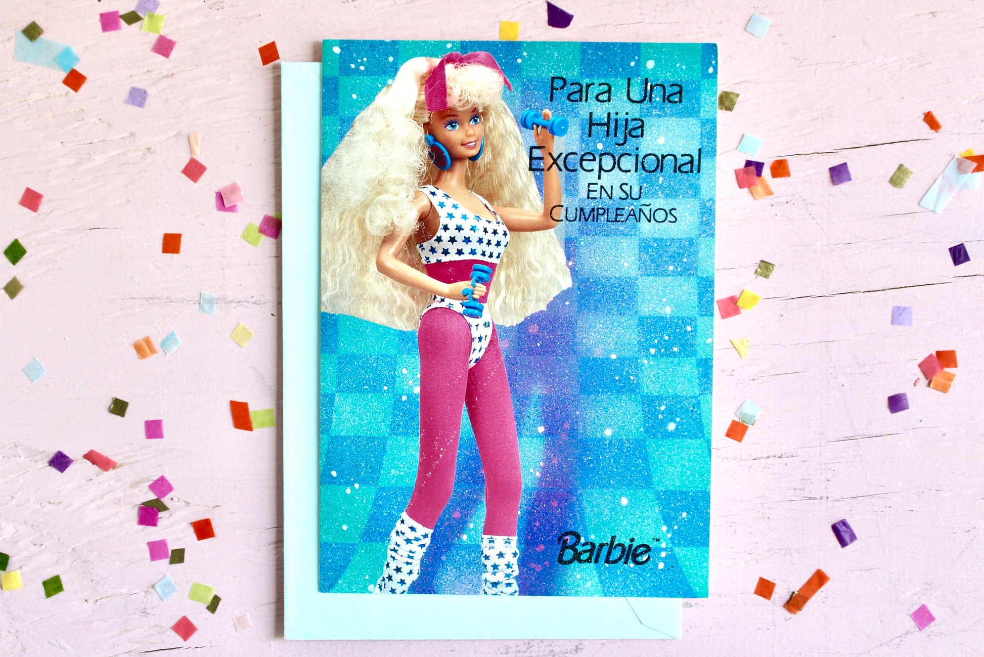 All Stars Barbie Doll Birthday Card with Envelope, Spanish, Vintage 90s Barbie Greeting Card, Retro Barbie Birthday Invitation