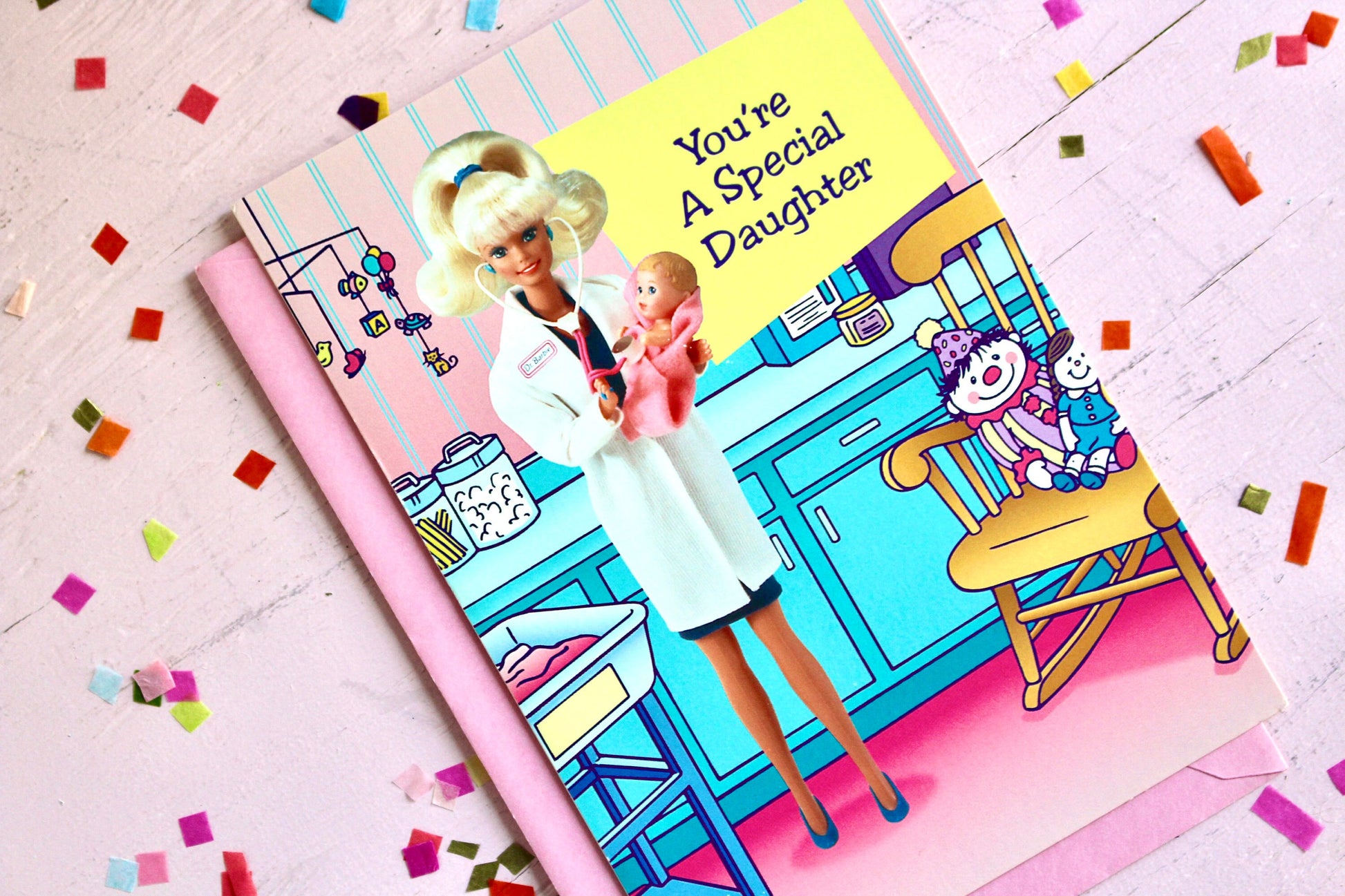 Doctor Barbie Doll Birthday Card with Envelope, Vintage 90s Barbie Greeting Card, Retro Barbie Birthday Invitation