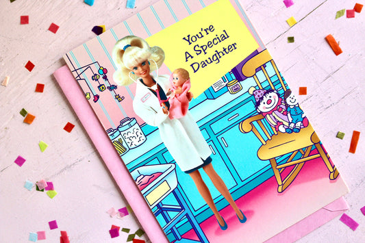 Doctor Barbie Doll Birthday Card with Envelope, Vintage 90s Barbie Greeting Card, Retro Barbie Birthday Invitation