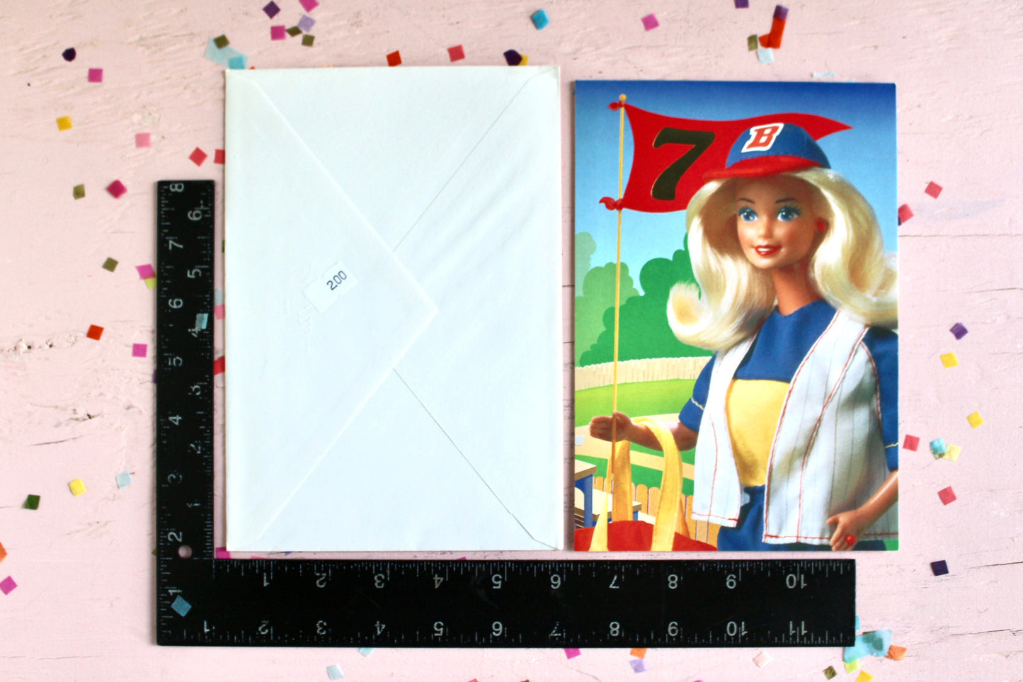 Baseball Barbie Doll Birthday Card with Envelope, Vintage 90s Barbie Greeting Card, Retro Barbie Birthday Invitation