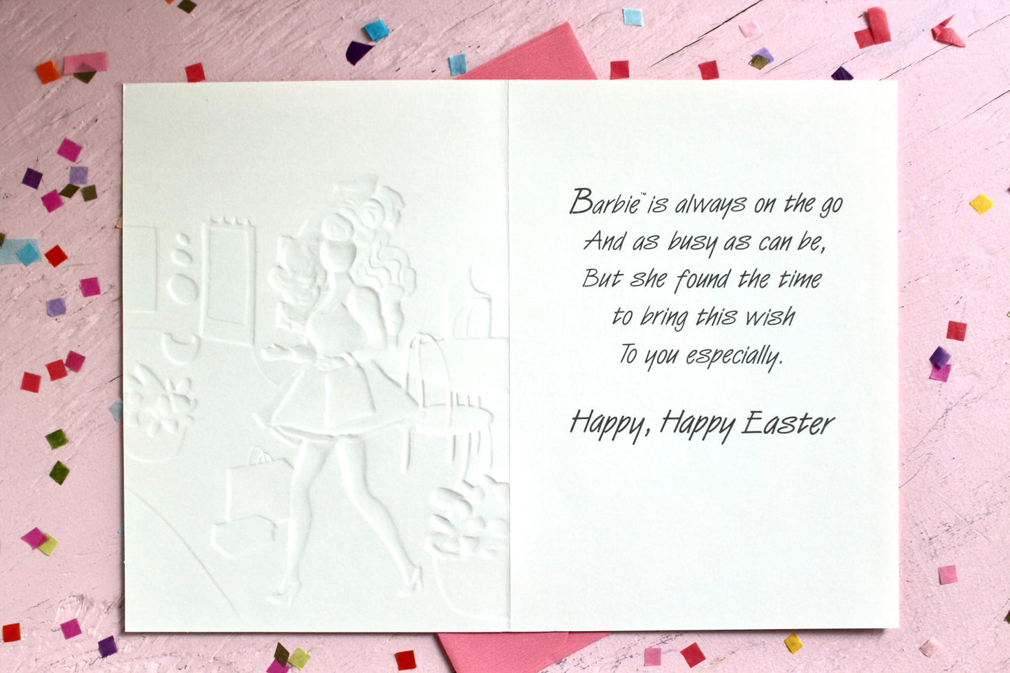 Barbie Doll Easter Card with Envelope, Vintage 90s Barbie Greeting Card, Retro Barbie Easter Ephemera