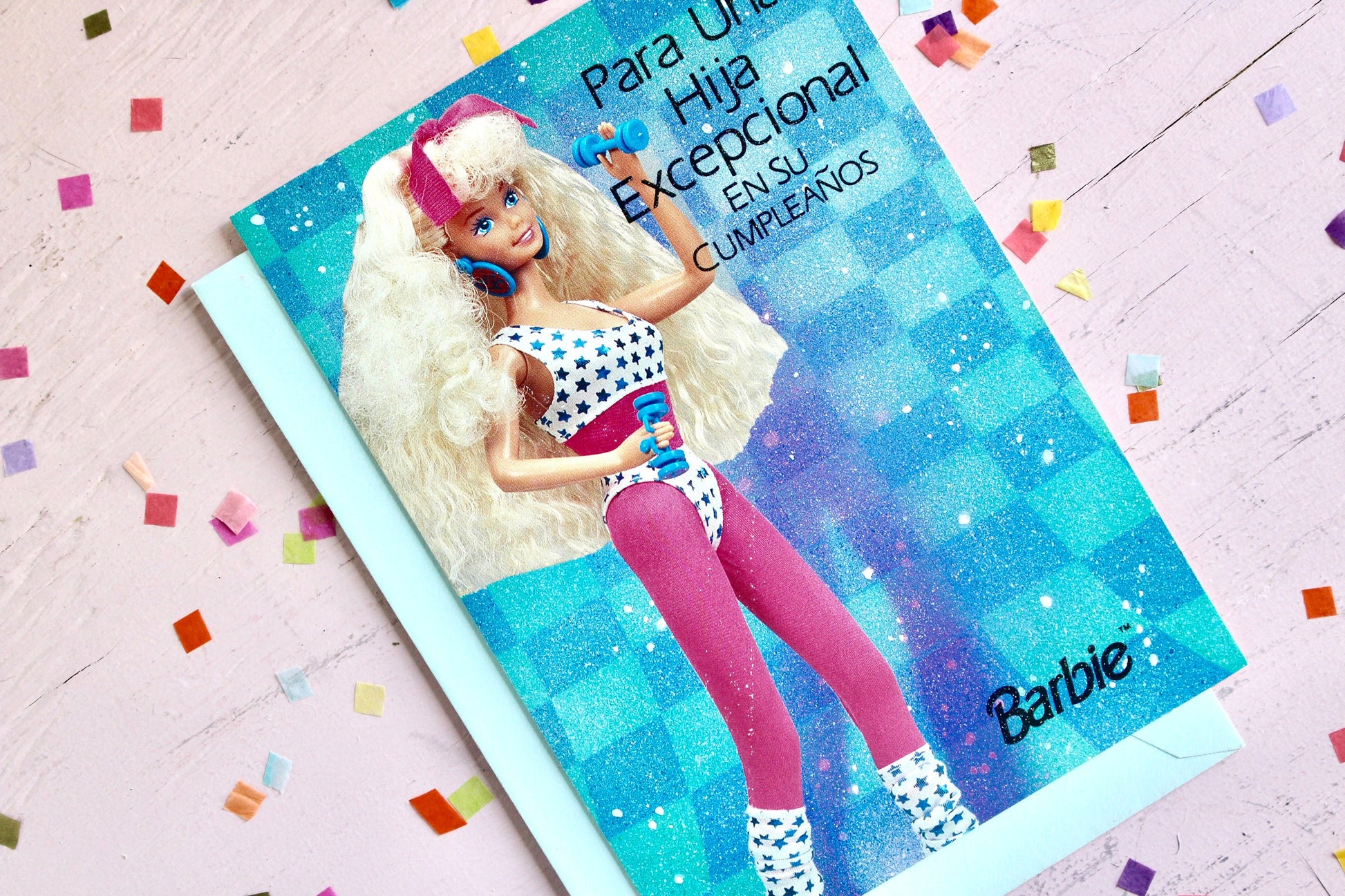 All Stars Barbie Doll Birthday Card with Envelope, Spanish, Vintage 90s Barbie Greeting Card, Retro Barbie Birthday Invitation