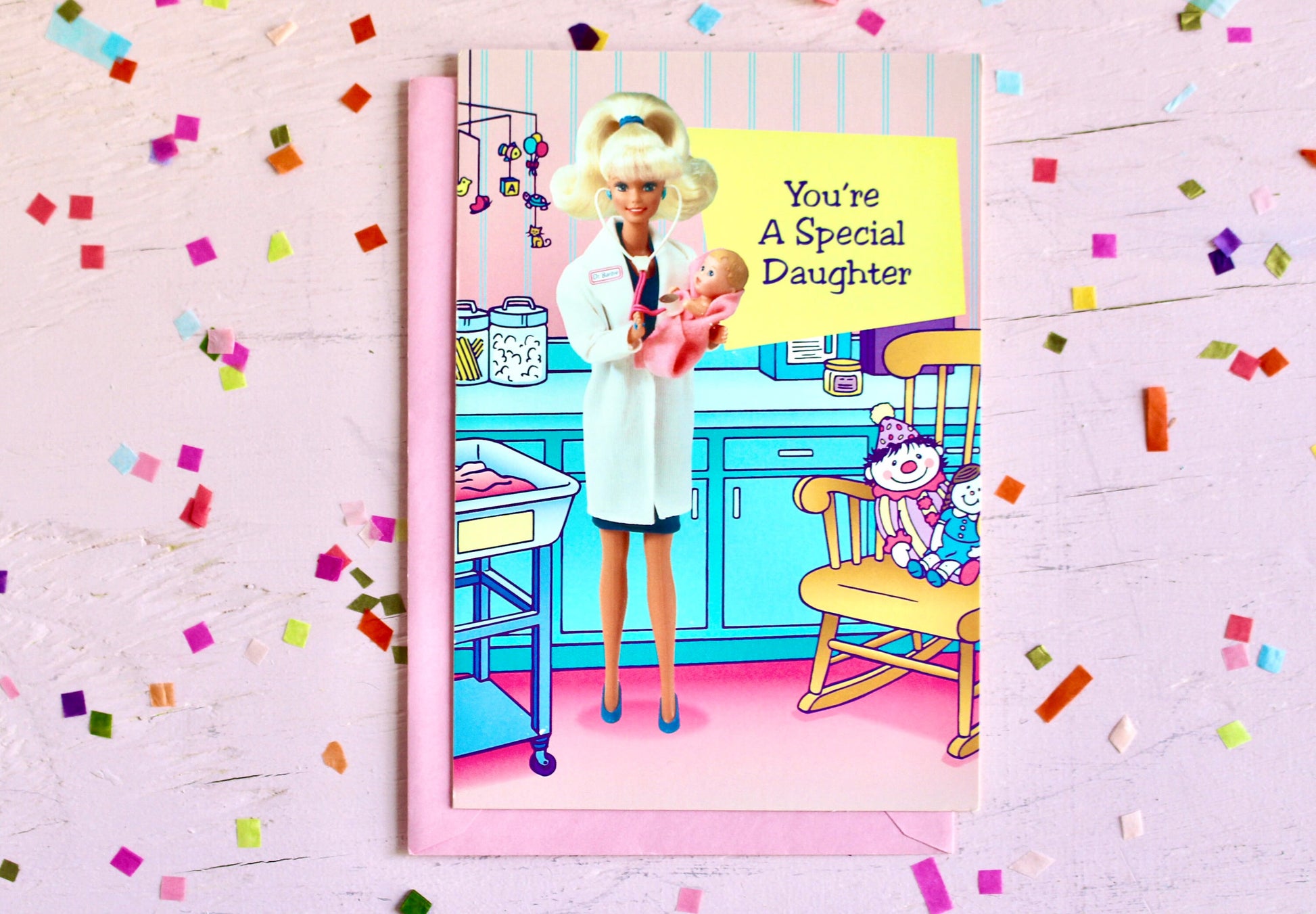 Doctor Barbie Doll Birthday Card with Envelope, Vintage 90s Barbie Greeting Card, Retro Barbie Birthday Invitation