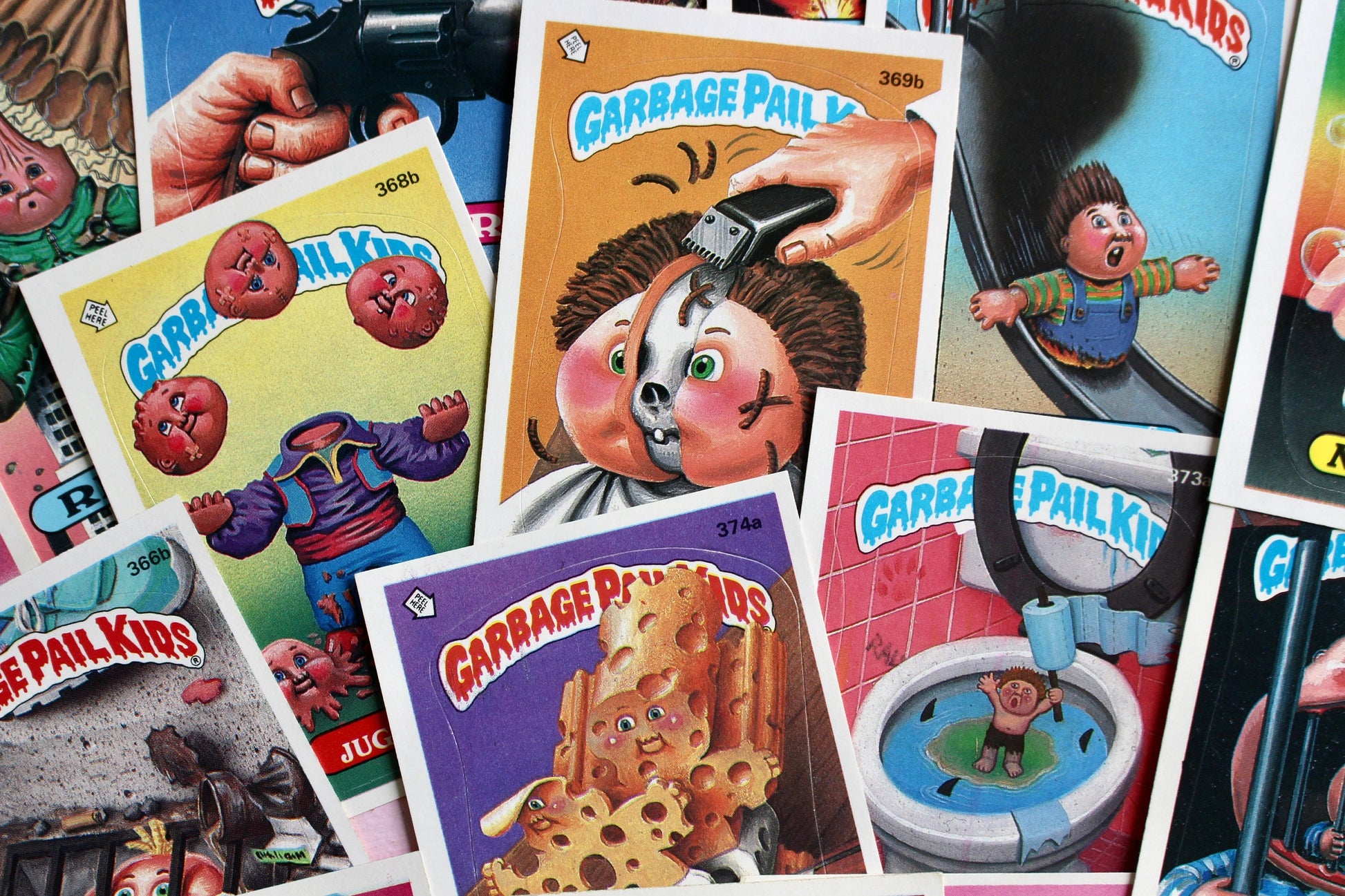 Garbage Pail Kid Cards Set of 3, Vintage 1980s GPK Collectible Cards, Retro Halloween Paper Ephemera, Scrapbook Junk Journal Craft Supplies