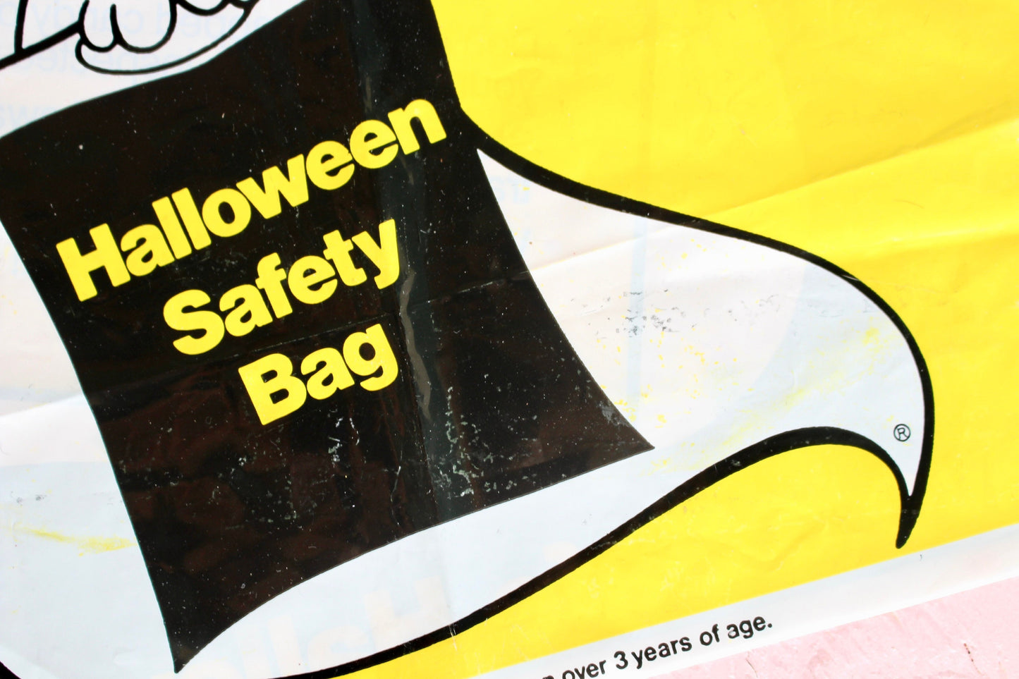 McDonalds Halloween Trick or Treat Safety Bag, Yellow Ghost McDonalds Plastic Candy Sack, Vintage 70s 80s Halloween McDonalds Collectible