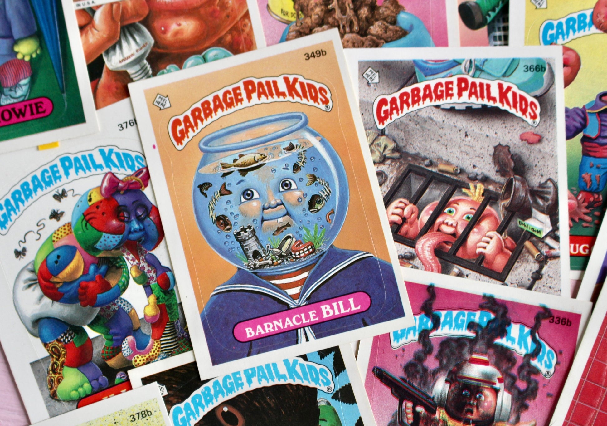 Garbage Pail Kid Cards Set of 3, Vintage 1980s GPK Collectible Cards, Retro Halloween Paper Ephemera, Scrapbook Junk Journal Craft Supplies