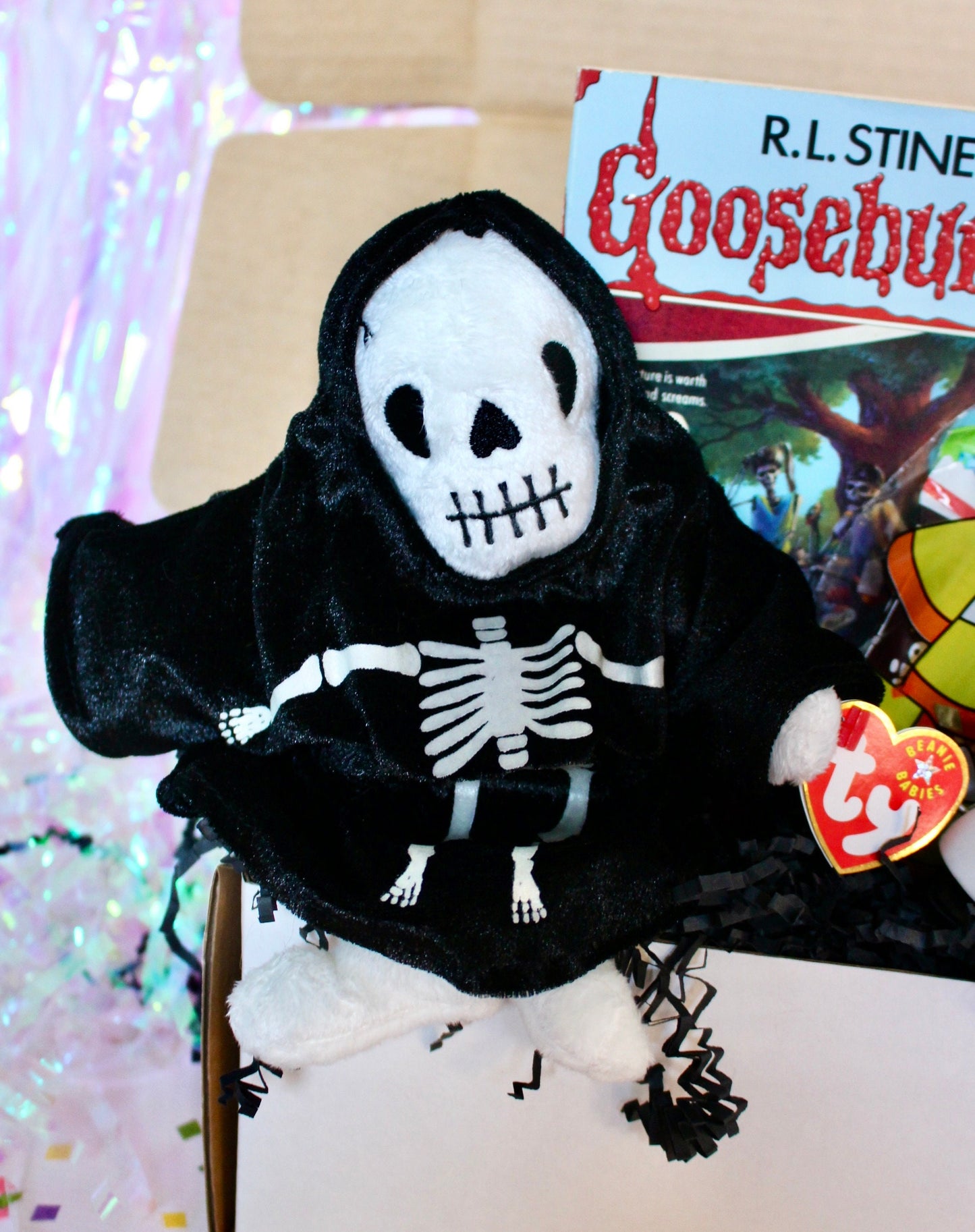 Vintage Goosebumps Halloween Goodie Box, 90s Beanie Baby Mystery Gift Box, 80s Kid Nostalgia Halloween Gift, Retro Kids Trick or Treat Gift