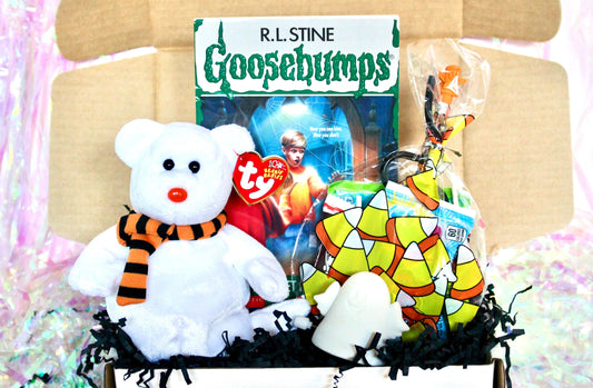 Vintage Goosebumps Halloween Goodie Box, 90s Beanie Baby Mystery Gift Box, 80s Kid Nostalgia Halloween Gift, Retro Kids Trick or Treat Gift