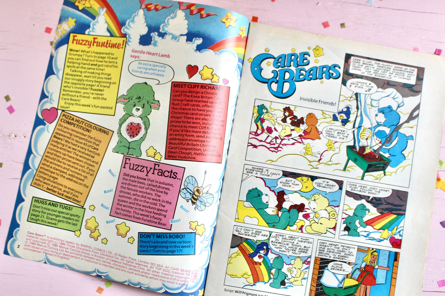 UK Care Bear Comic Book, 80s Vintage Care Bear Magazine, Fall 1986 Marvel Care Bear Comic