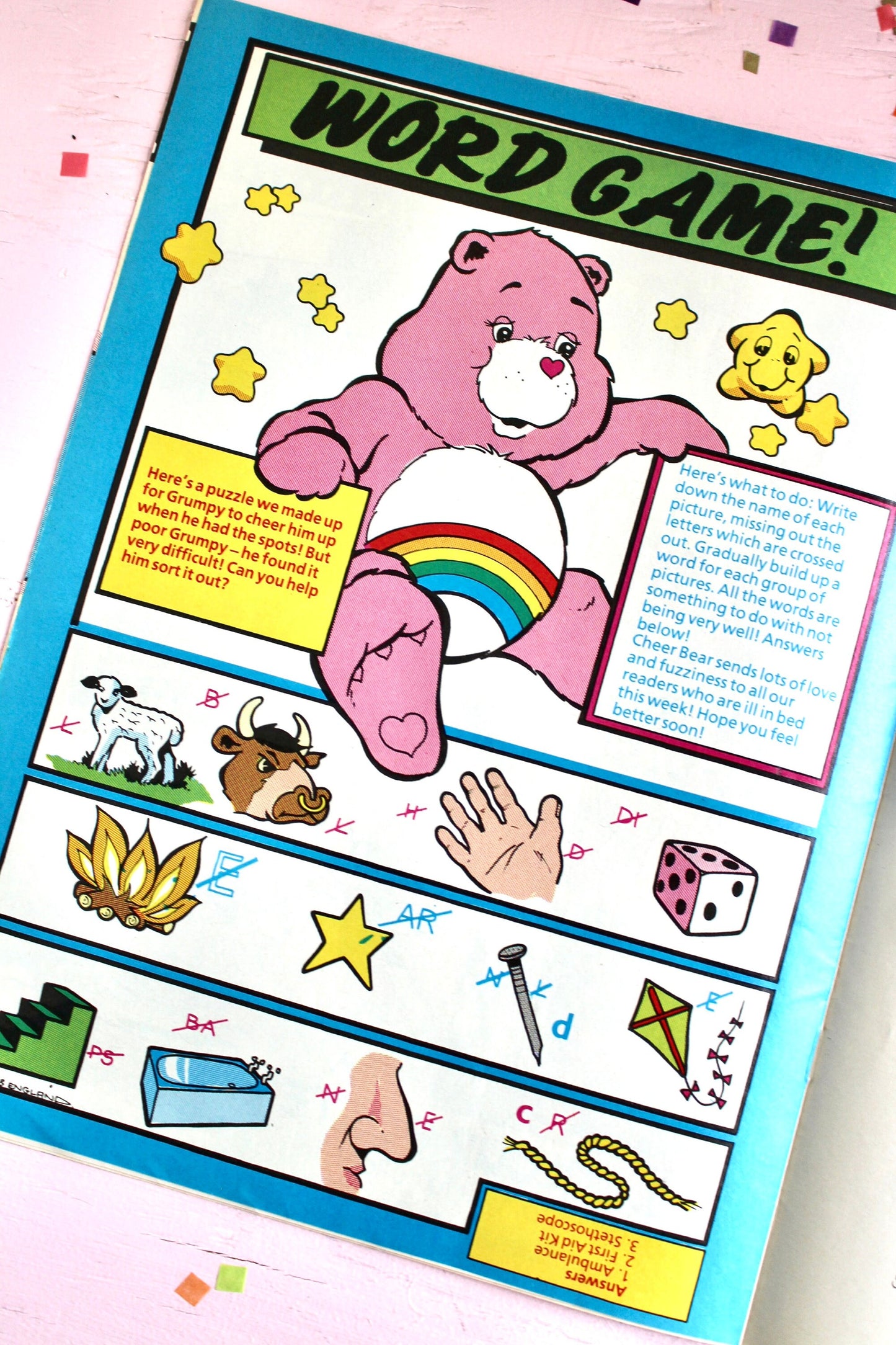 UK Care Bear Comic Book, 80s Vintage Care Bear Magazine, Fall 1986 Marvel Care Bear Comic