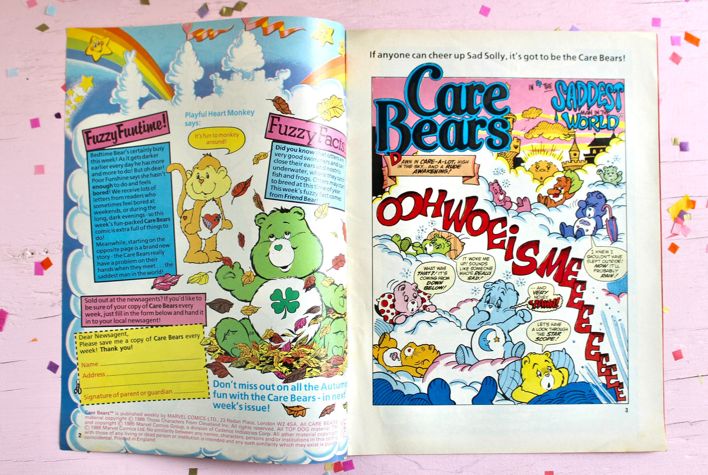 UK Care Bear Comic Book, 80s Vintage Care Bear Magazine, Marvel Bedtime Care Bear Comic