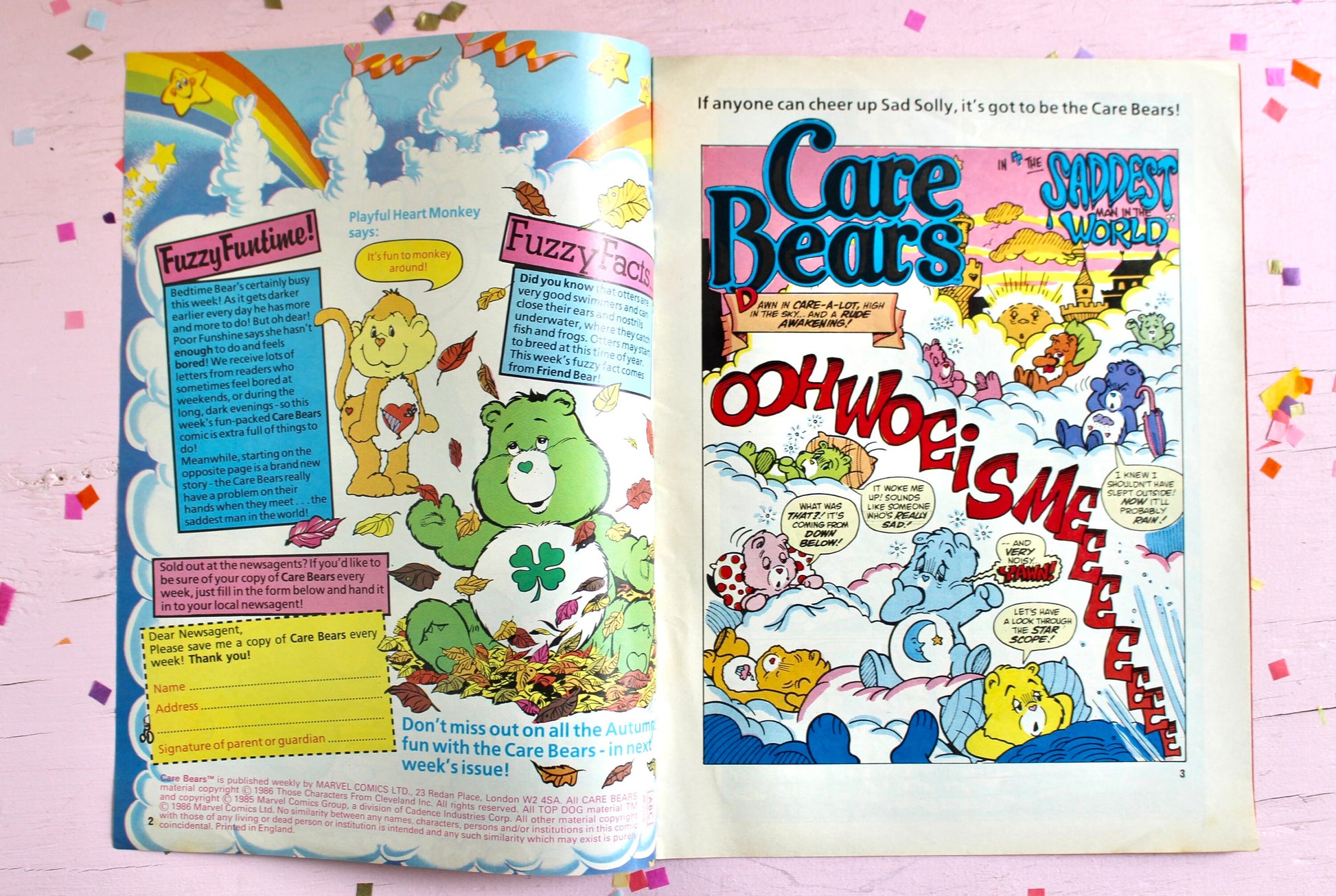 UK Care Bear Comic Book, 80s Vintage Care Bear Magazine, Marvel Bedtime Care Bear Comic