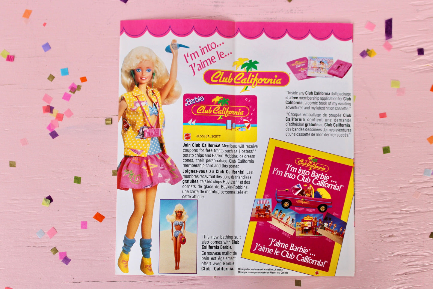 80s Barbie Promotional Ad Pamphlet, Vintage Perfume Pretty California Dream Barbie, Barbie Club Merchandise Magazine Paper