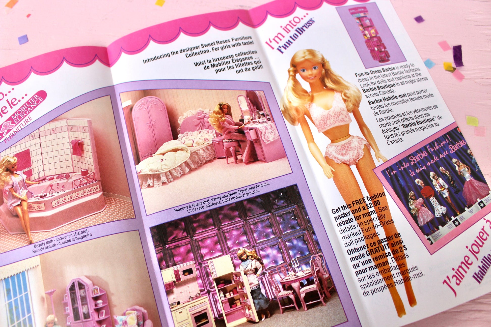 80s Barbie Promotional Ad Pamphlet, Vintage Perfume Pretty California Dream Barbie, Barbie Club Merchandise Magazine Paper