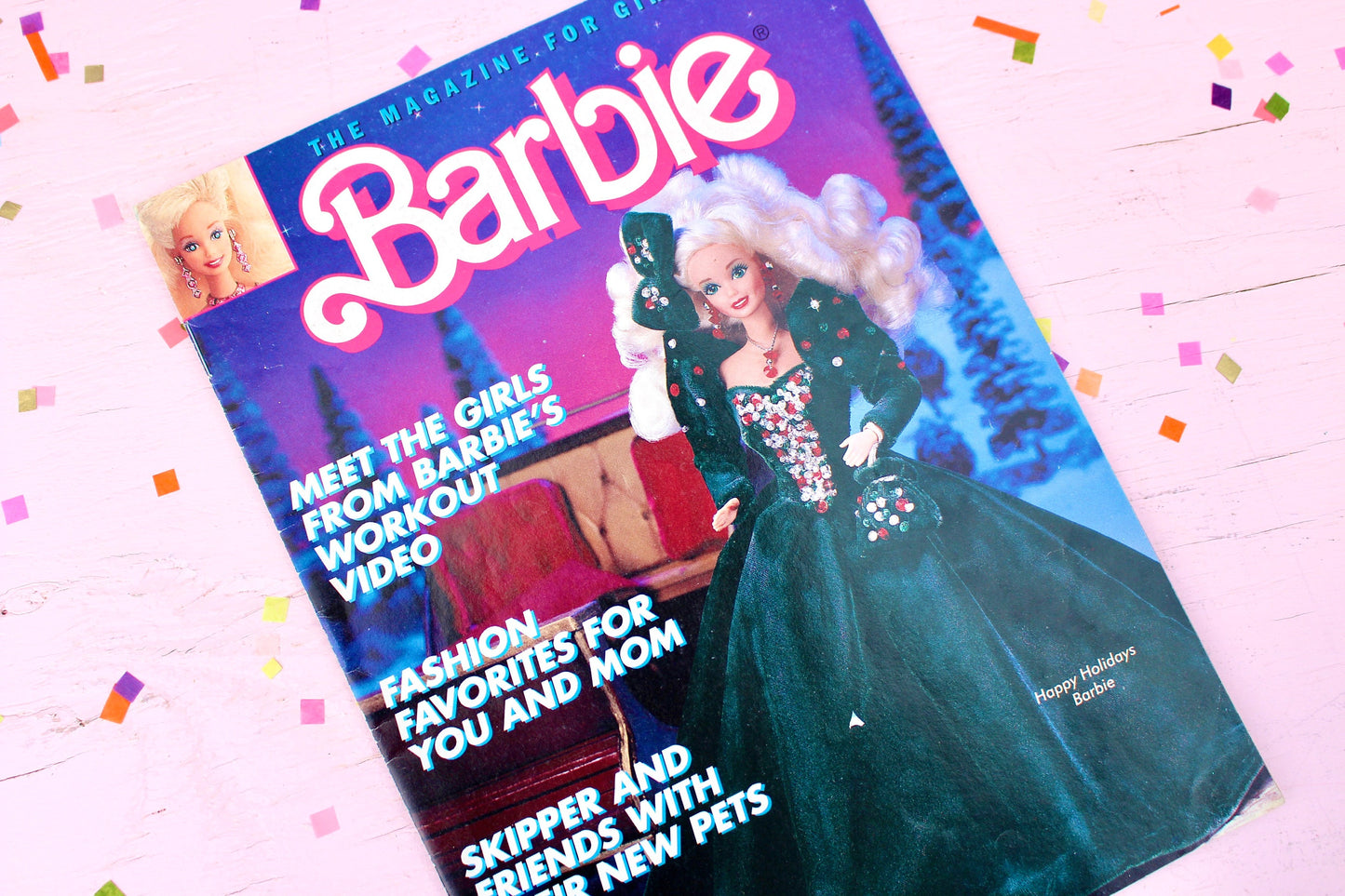 Happy Holidays Barbie Magazine for Kids Winter 1992, Vintage 90s Holiday Barbie Comic, Lisa Frank Little Mermaid Minnie Mouse Toy Ads