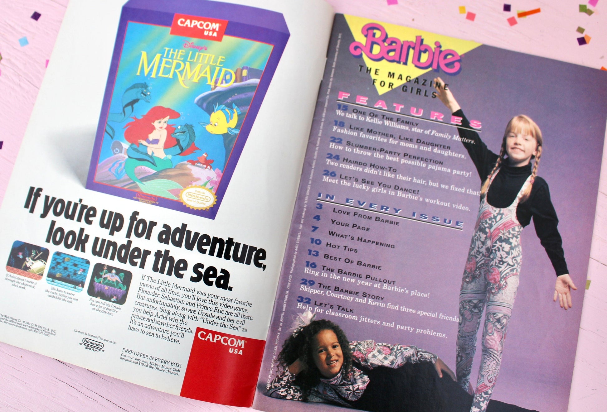 Happy Holidays Barbie Magazine for Kids Winter 1992, Vintage 90s Holiday Barbie Comic, Lisa Frank Little Mermaid Minnie Mouse Toy Ads