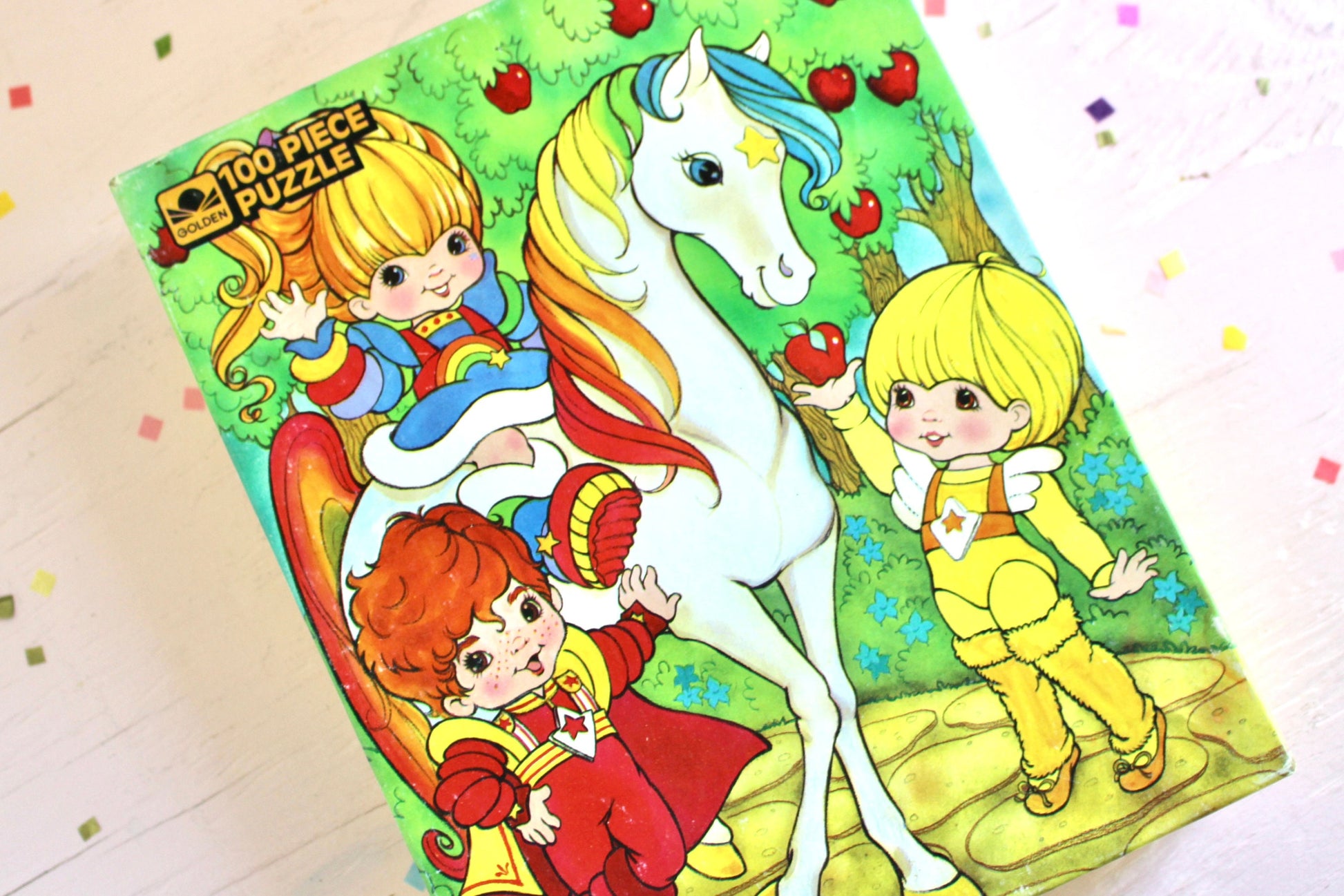 Rainbow Brite Apple Tree Jigsaw Puzzle, Vintage 80s Rainbow Brite Color Kids Puzzle Toy, Retro Rainbow Brite Toy Room Decor