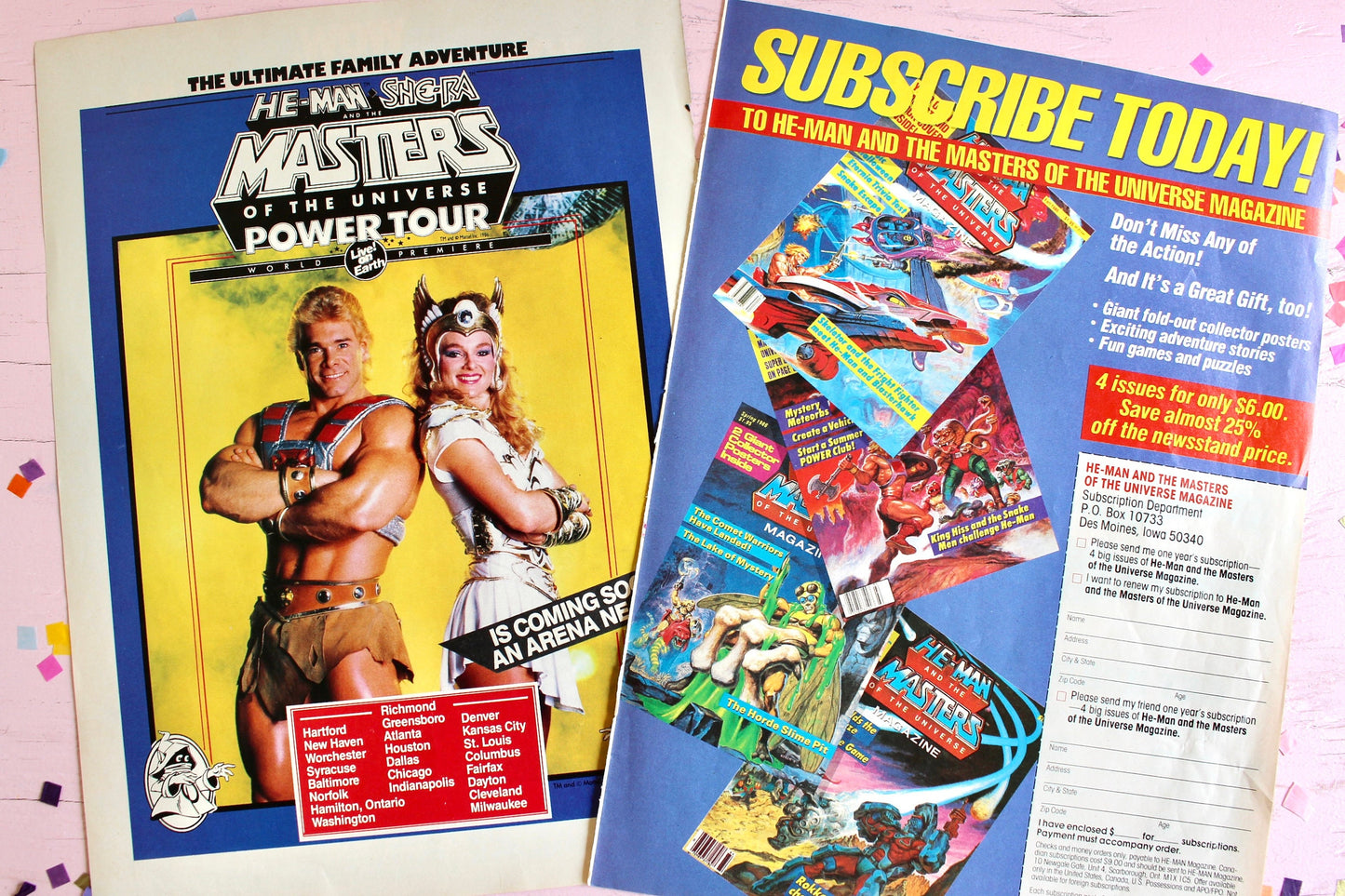 Vintage 80s HeMan Masters of the Universe Comic Book Ads, Set of 2, Collectible MOTU Paper Art, 80s Toys Comic Book Ads, 80s Nostalgia Gift