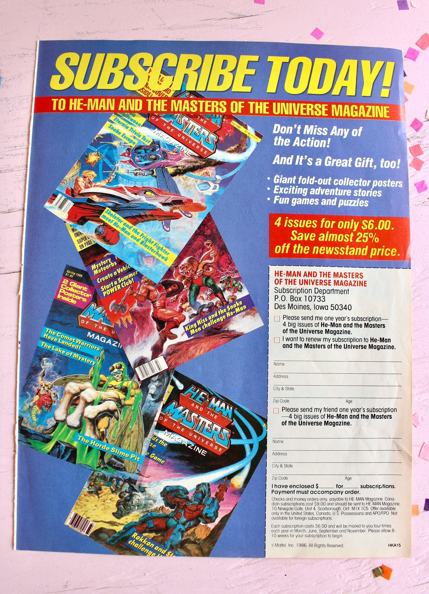 Vintage 80s HeMan Masters of the Universe Comic Book Ads, Set of 2, Collectible MOTU Paper Art, 80s Toys Comic Book Ads, 80s Nostalgia Gift