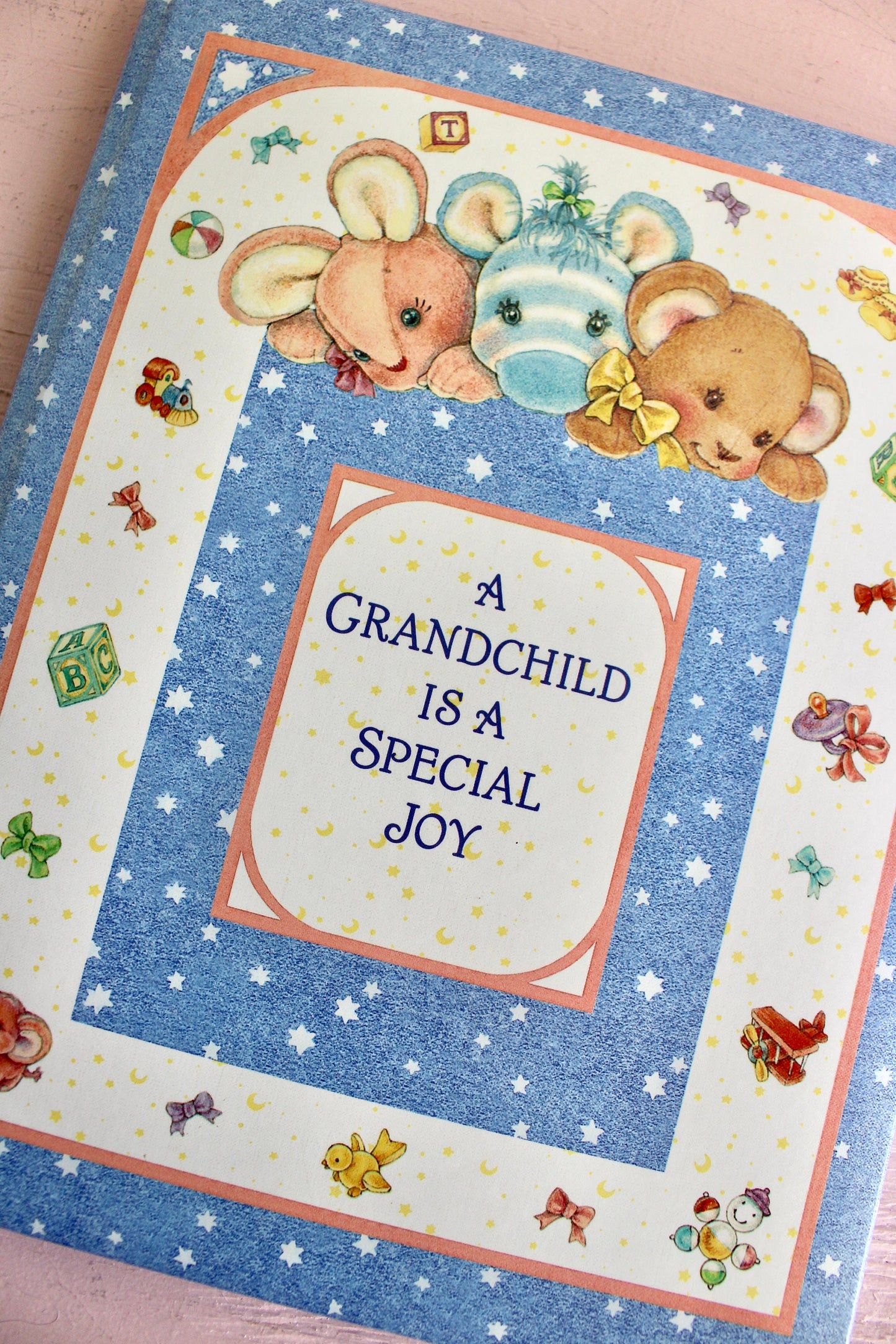 Grandchild Baby Scrapbook Diary and First Year Calendar Set, Baby Shower Grandmother Gift, Retro Baby Memory Book, Pastel Mothers Day Gift