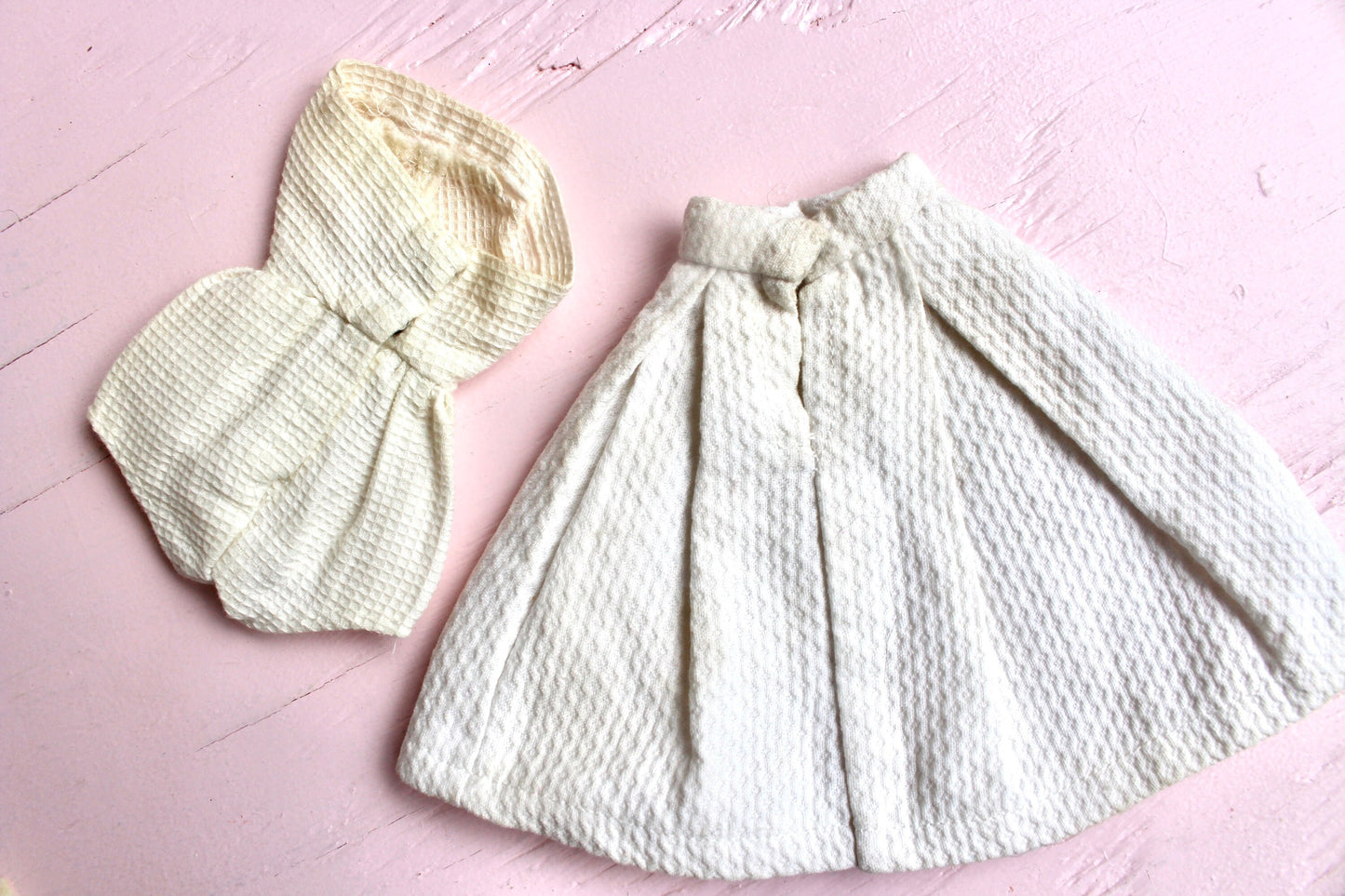 Ivory Clone Barbie Fashion Set, White Barbie Skirt Bodice Flower Purse Sunglasses Pilgrim Shoes, Vintage 50s 60s Era Barbie Fashion Outfit