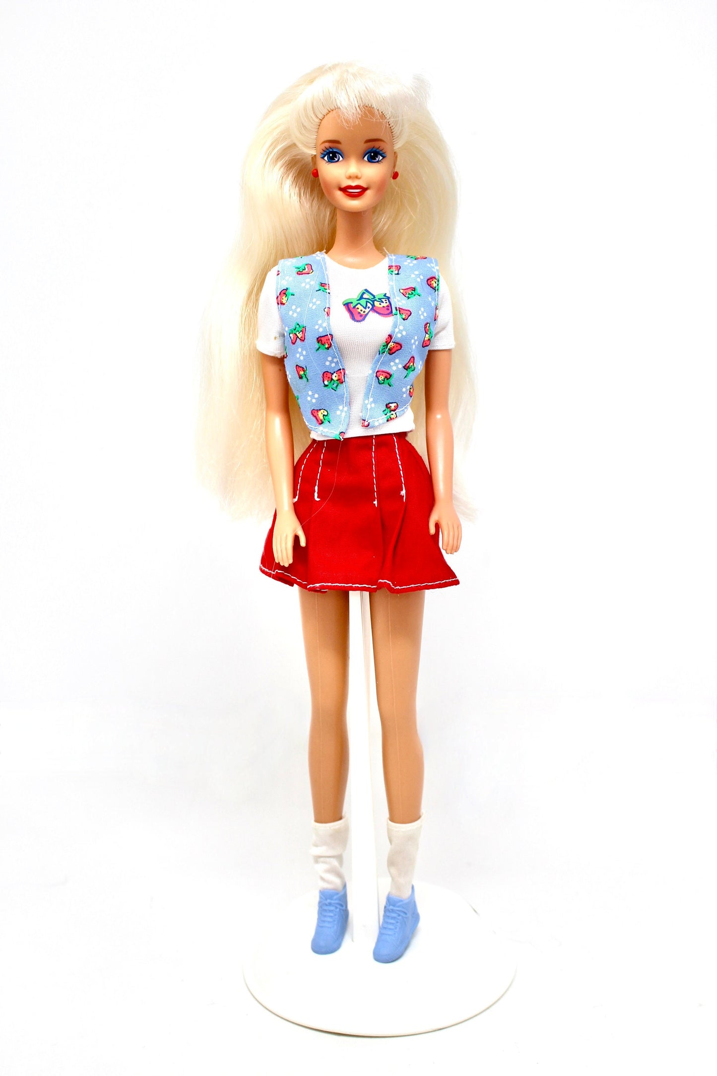 Shoppin Fun Barbie Doll, Vintage 90s Barbie with Strawberry Top and Red Skirt, Barbie and Kelly Playset, Vintage Mattel Collector Barbie