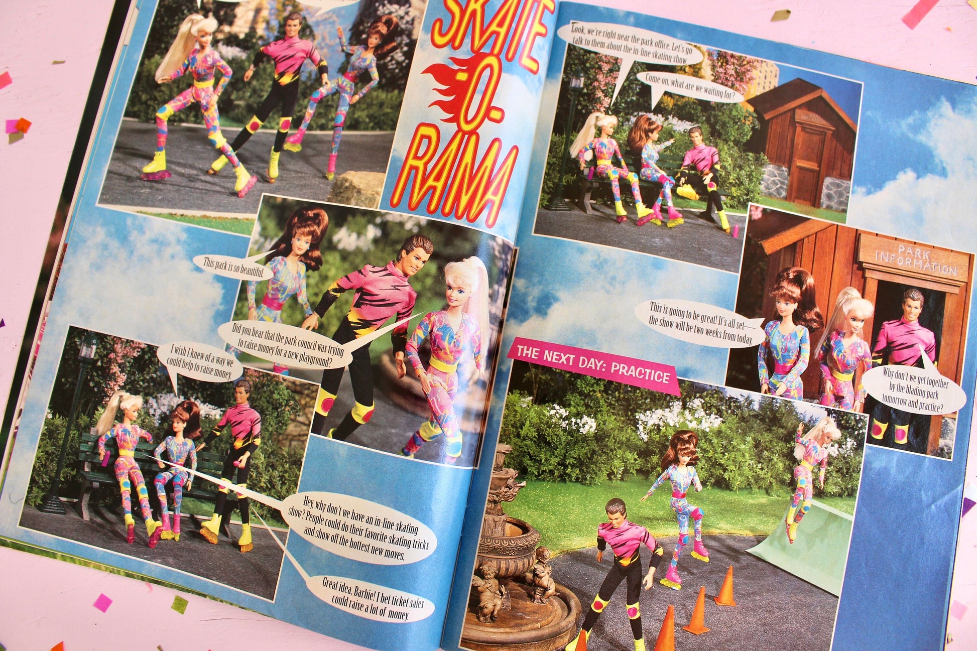 Rollerblade Hot Skatin Barbie Magazine for Girls, 90s Vintage Barbie Movie Fashion Comic Activity Book