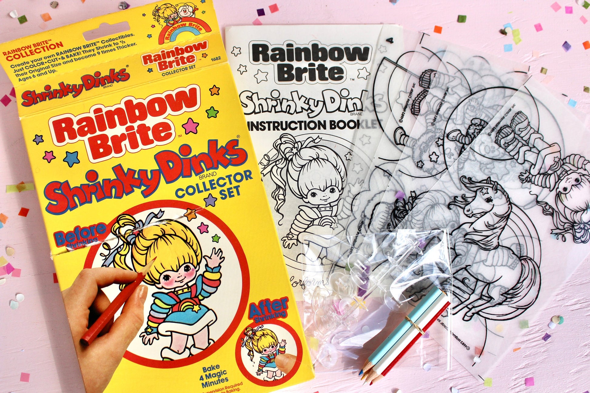 Rainbow Brite Shrinky Dinks Collector Activity Set, Vintage 80s Rainbow Brite Starlite Sprites Colorforms Kids Toy