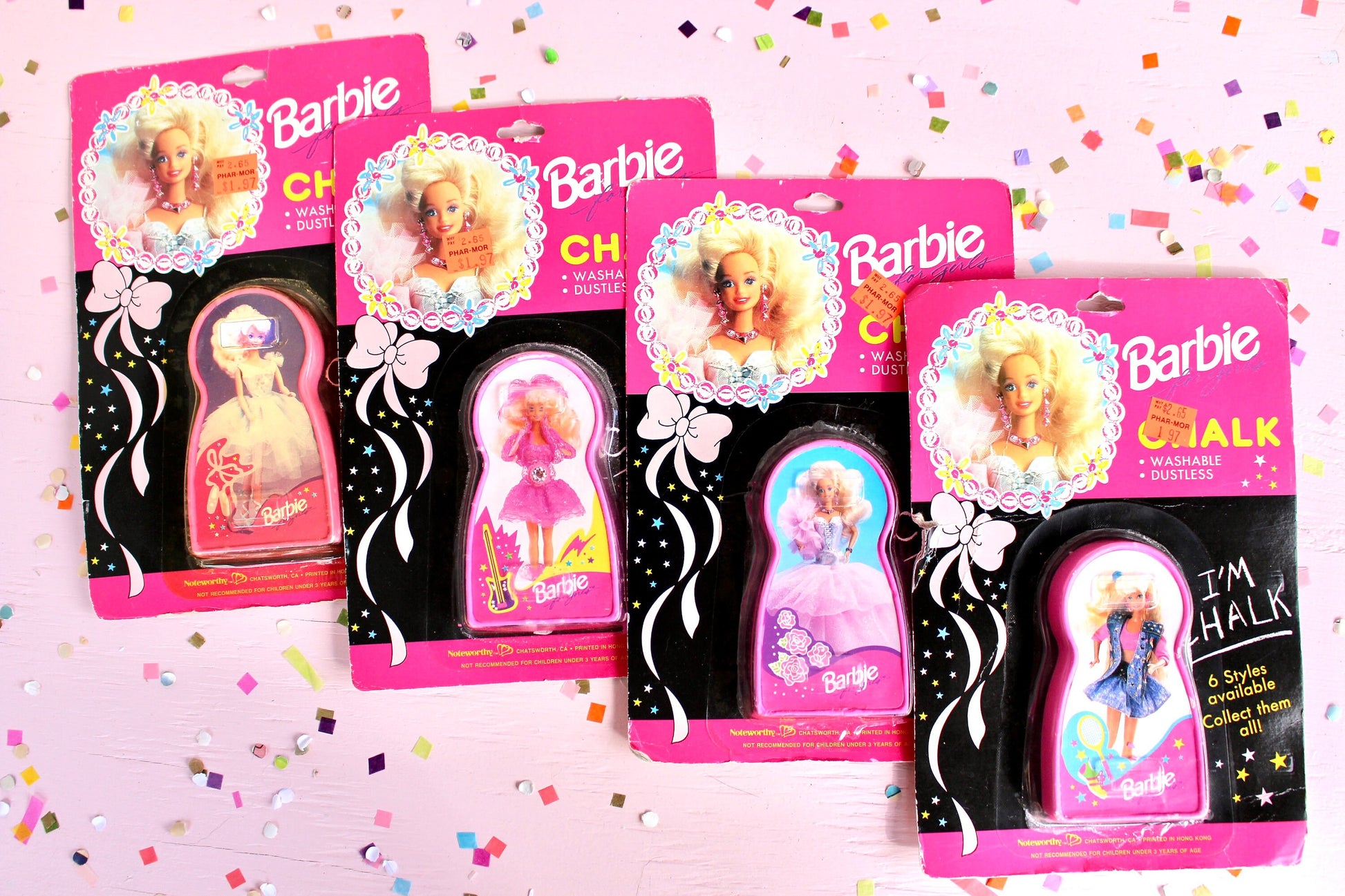 Vintage 1990s Barbie Chalk, Choose Your Own, Ballerina Barbie, Lights N Lace Barbie, Sparkle Eyes Barbie, All American Barbie, Barbie Merch