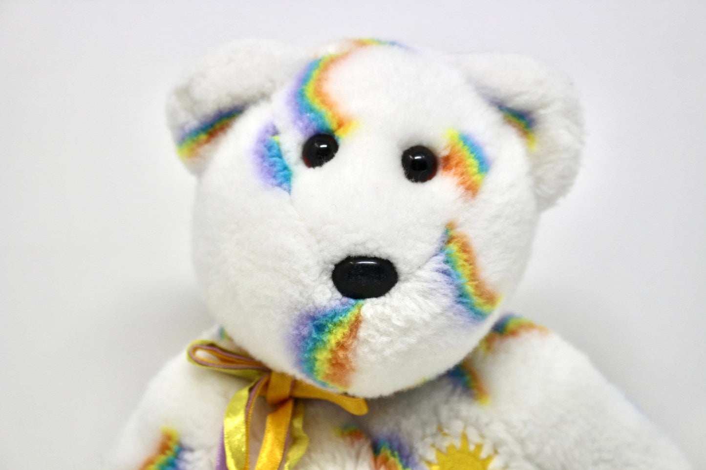 TY Beanie Babies Buddy Cheery Bear Plush, Large Size 14'' Beanie Baby Toy, Vintage Rainbow Stuffed Animal, Gender Neutral Baby Shower Gift