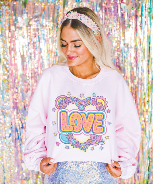 Floral Heart Mother's Day Sweater, Pink Love Crewneck Sweatshirt, Earth Day Shirt, Boho Bridesmaid Favor Gift, Hippie Nature Lover Gift