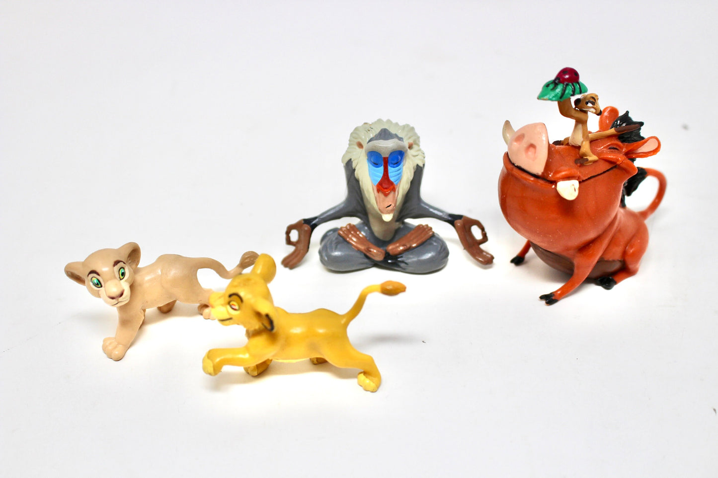 Lion King Small Miniature Toy Figures, Lot of 6, Vintage 1990s Disney Lion King Jungle Toys, Plastic PVC Lion King Miniatures