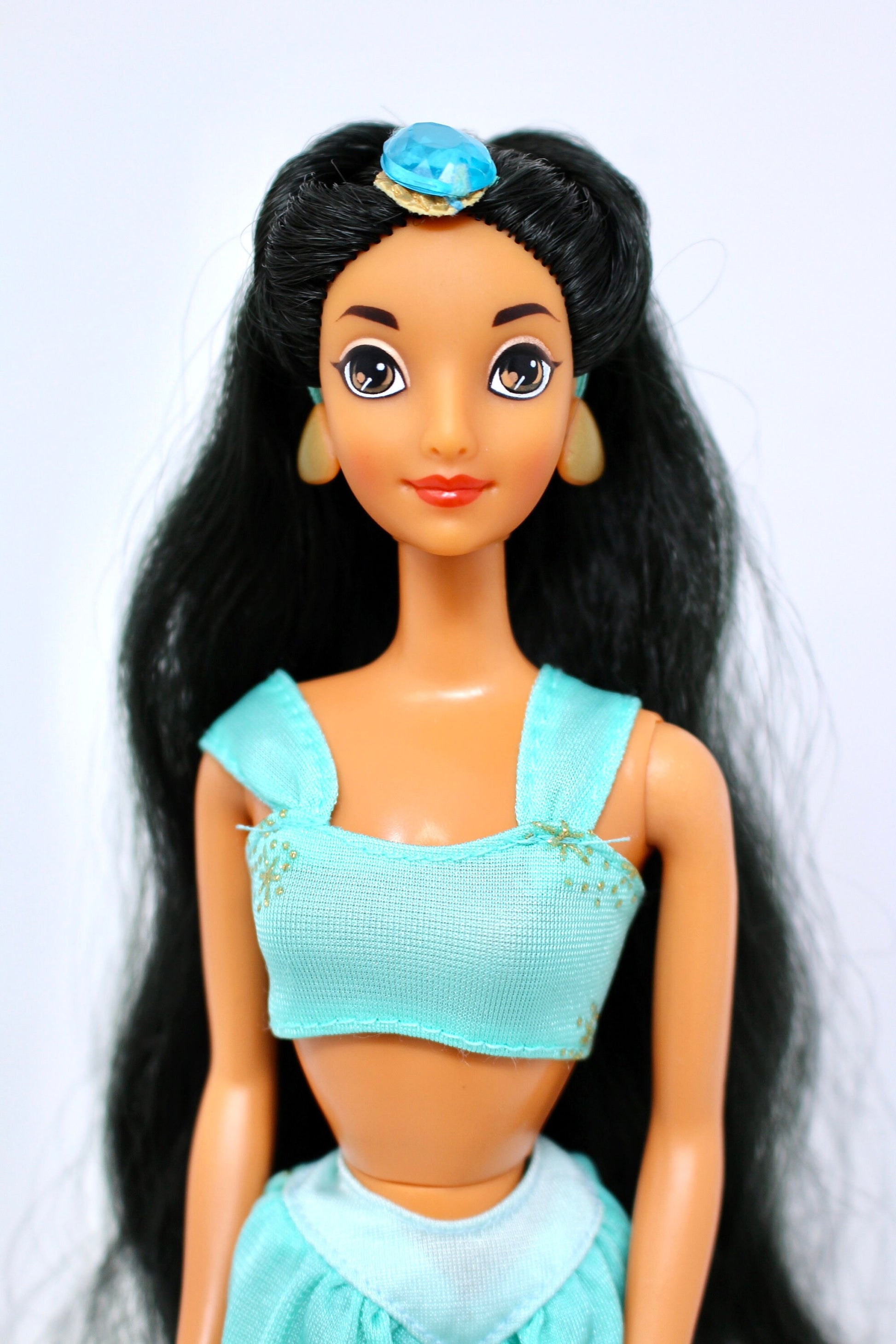 Disney Princess Jasmine Barbie Doll, Vintage 1990s Blue Green Jasmine Fashion Doll, Original 90s Aladdin Barbie Doll, Jasmine Doll Outfit