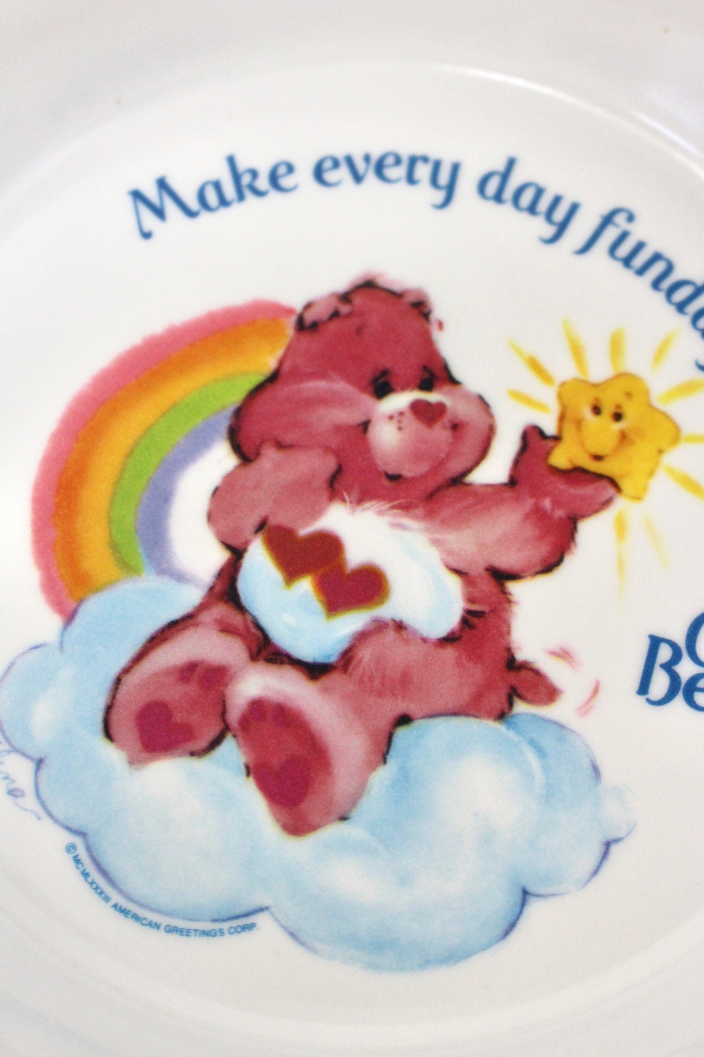 1980s Care Bear Melamine Deka Bowl, Vintage Care Bear Kids Dinnerware, Vintage Kids Cereal Bowl, Retro Kids Care Bear Gift