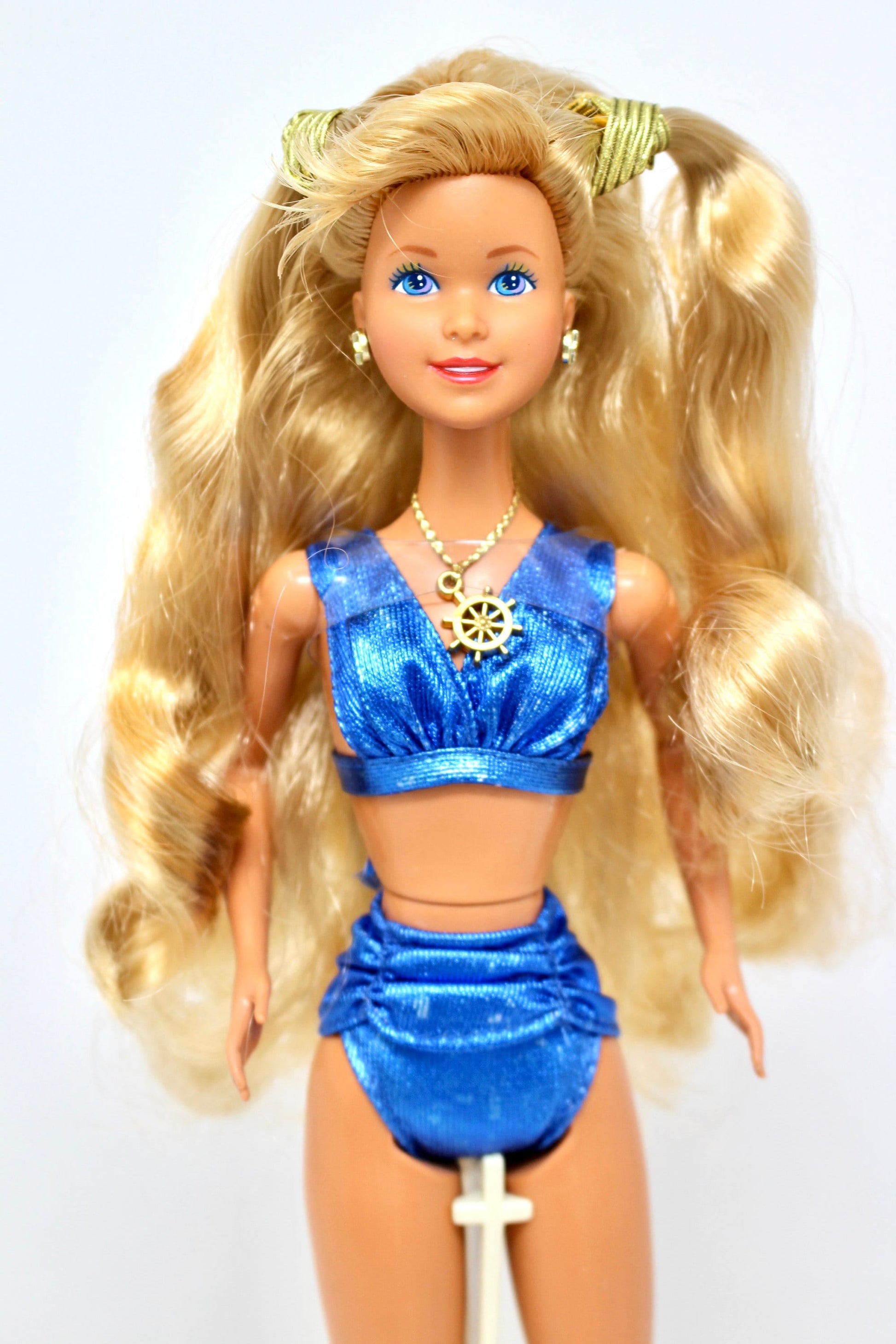 Sun Sensation Jazzie Doll with Comb, 90s Sun Sensation Barbie Doll, Blue Metallic Jazzie Swimsuit Beach Fashion, Vintage Barbie doll Gift