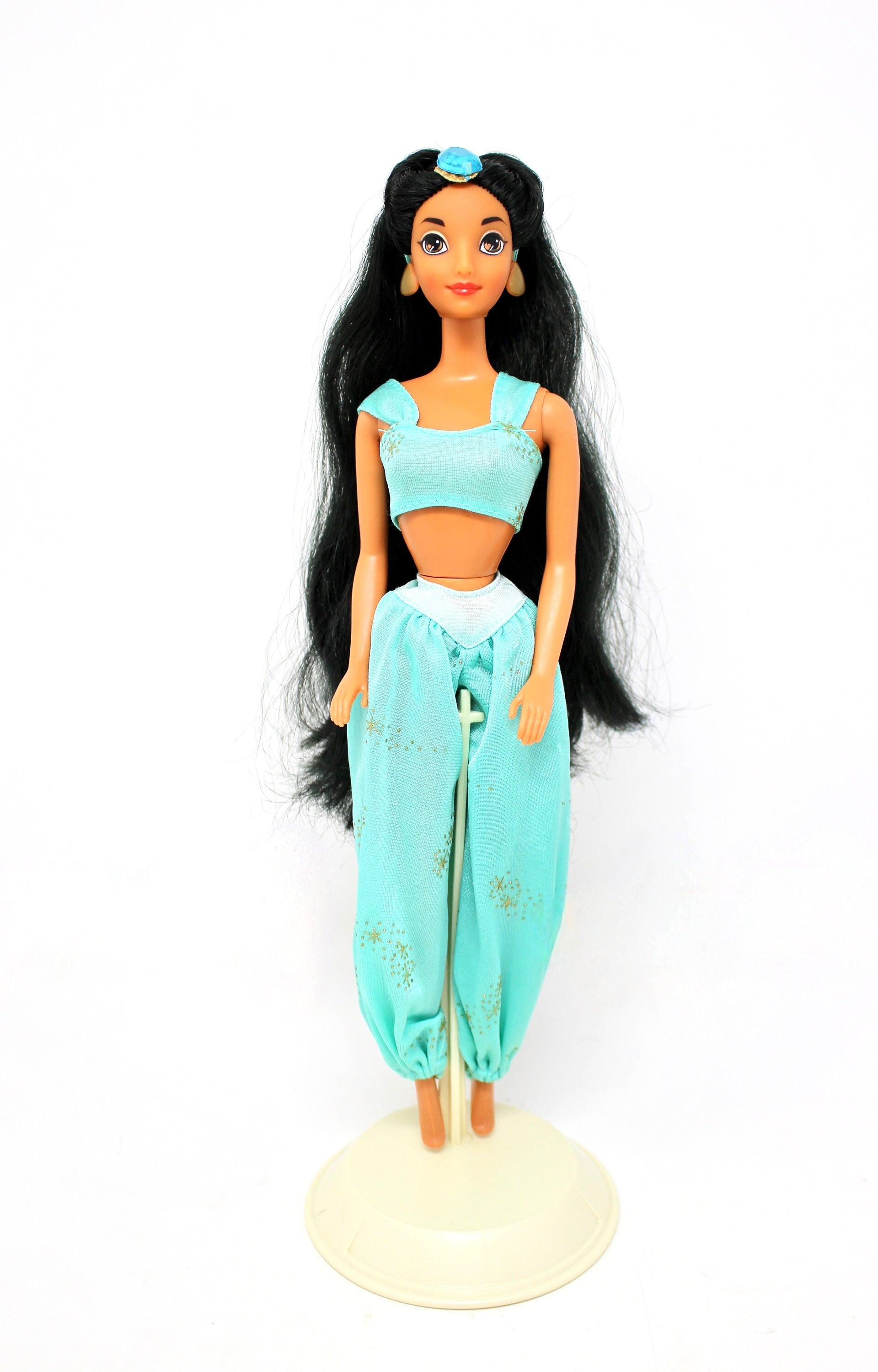 Disney Princess Jasmine Barbie Doll, Vintage 1990s Blue Green Jasmine Fashion Doll, Original 90s Aladdin Barbie Doll, Jasmine Doll Outfit