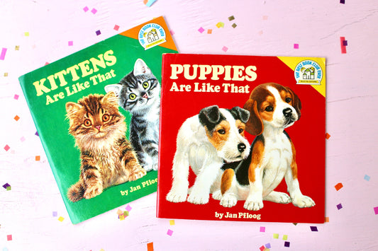 Dogs and Cats Toddler Early Learning Books, Kittens Puppies are Like That, Vintage 1980s Kids Books, Sustainable Kids Birthday Party Gift